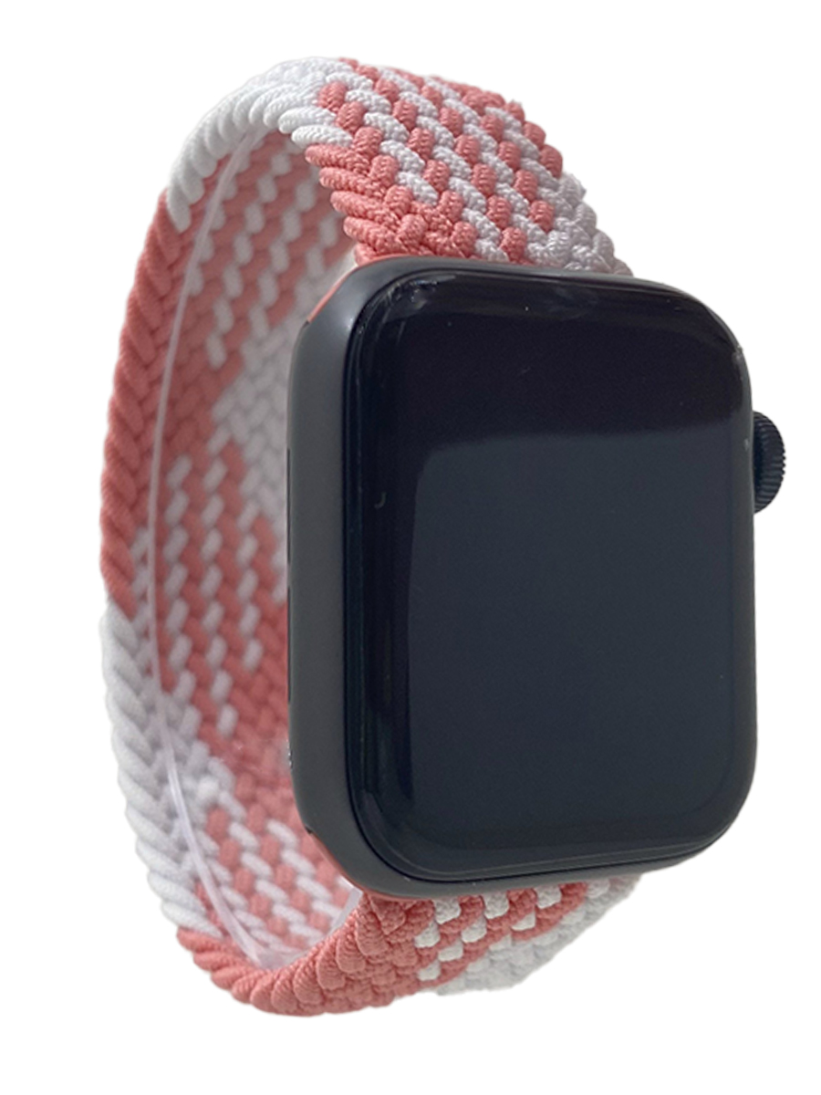 Apple Нейлоновый ремешок для Apple Watch 1-9 / SE (38/40/41 мм) без застежки, малиново-белый, размер S