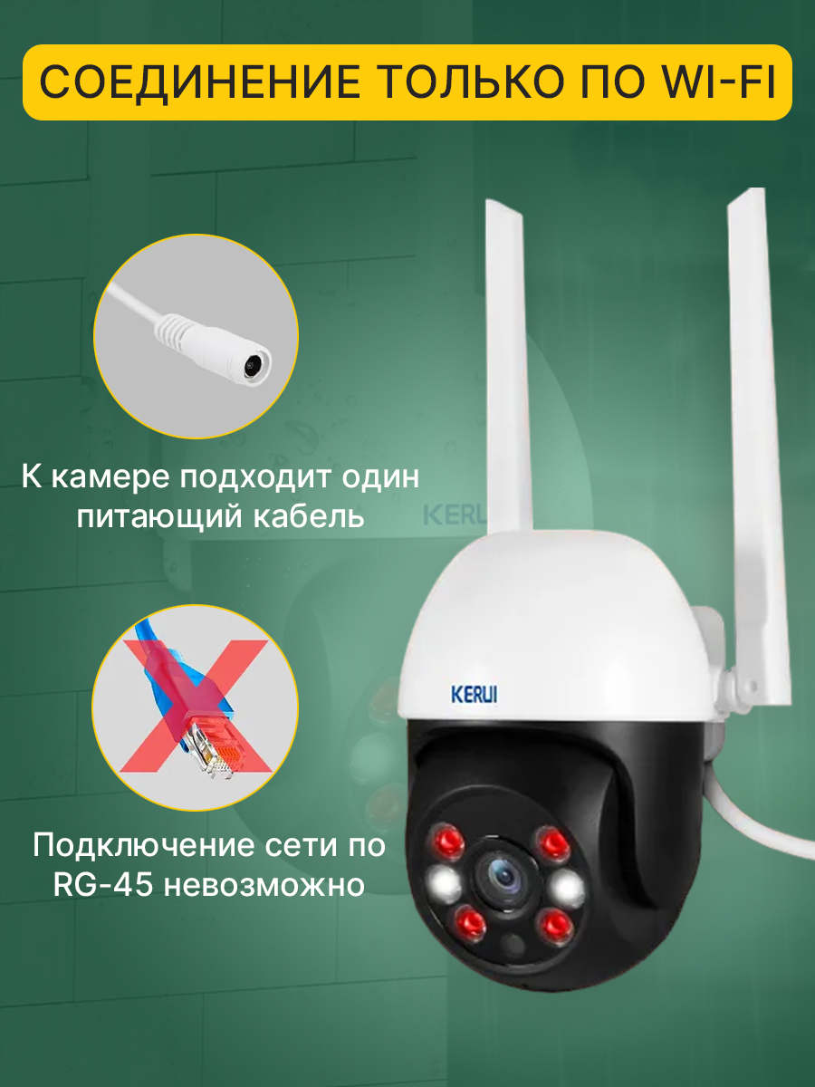 Камера видеонаблюдения Kerui K268, разрешение 3MP, работает через WiFi, без  SD карты | ГиперМол-качество