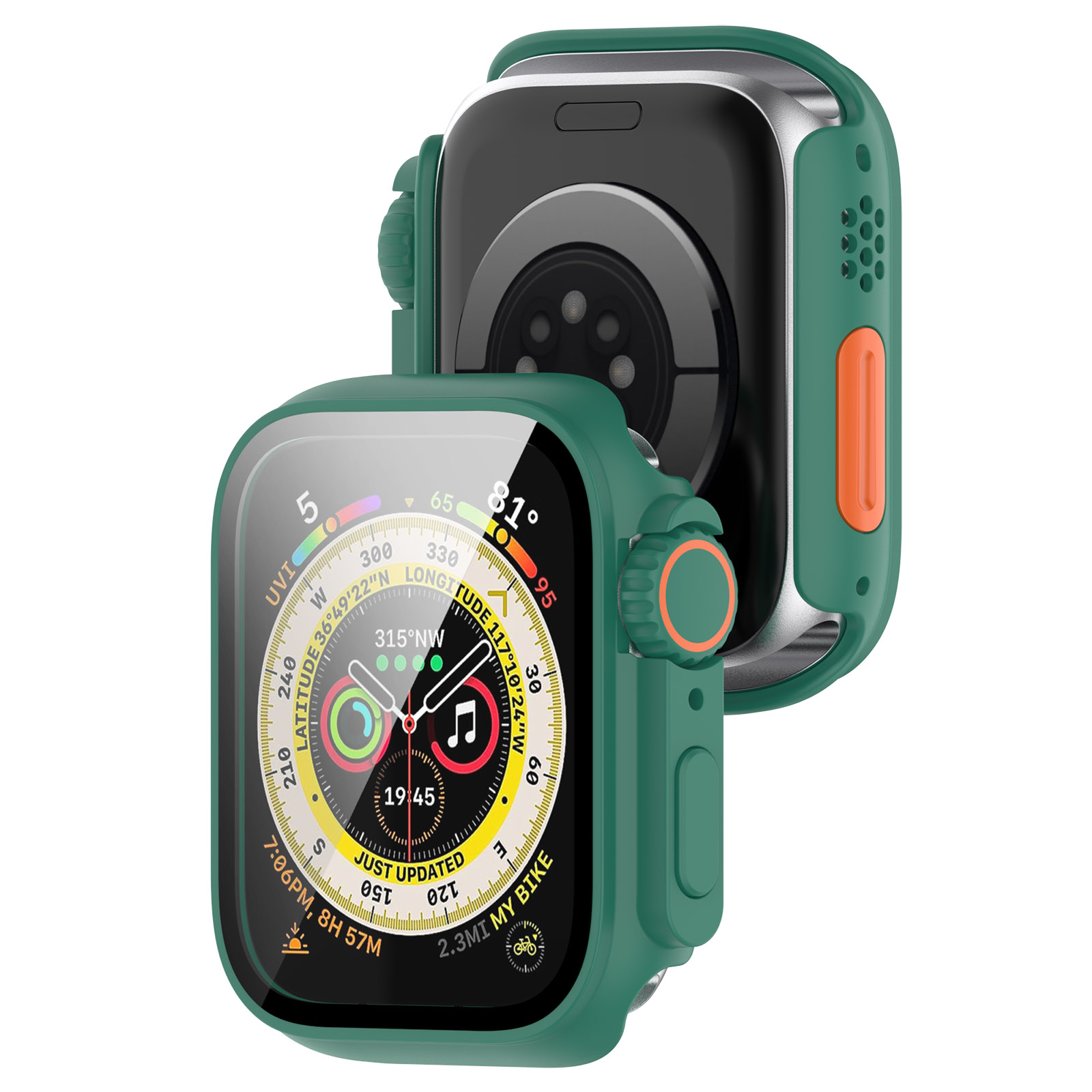 ГиперМол Защитный чехол-стекло для Apple Watch 40 мм зеленый