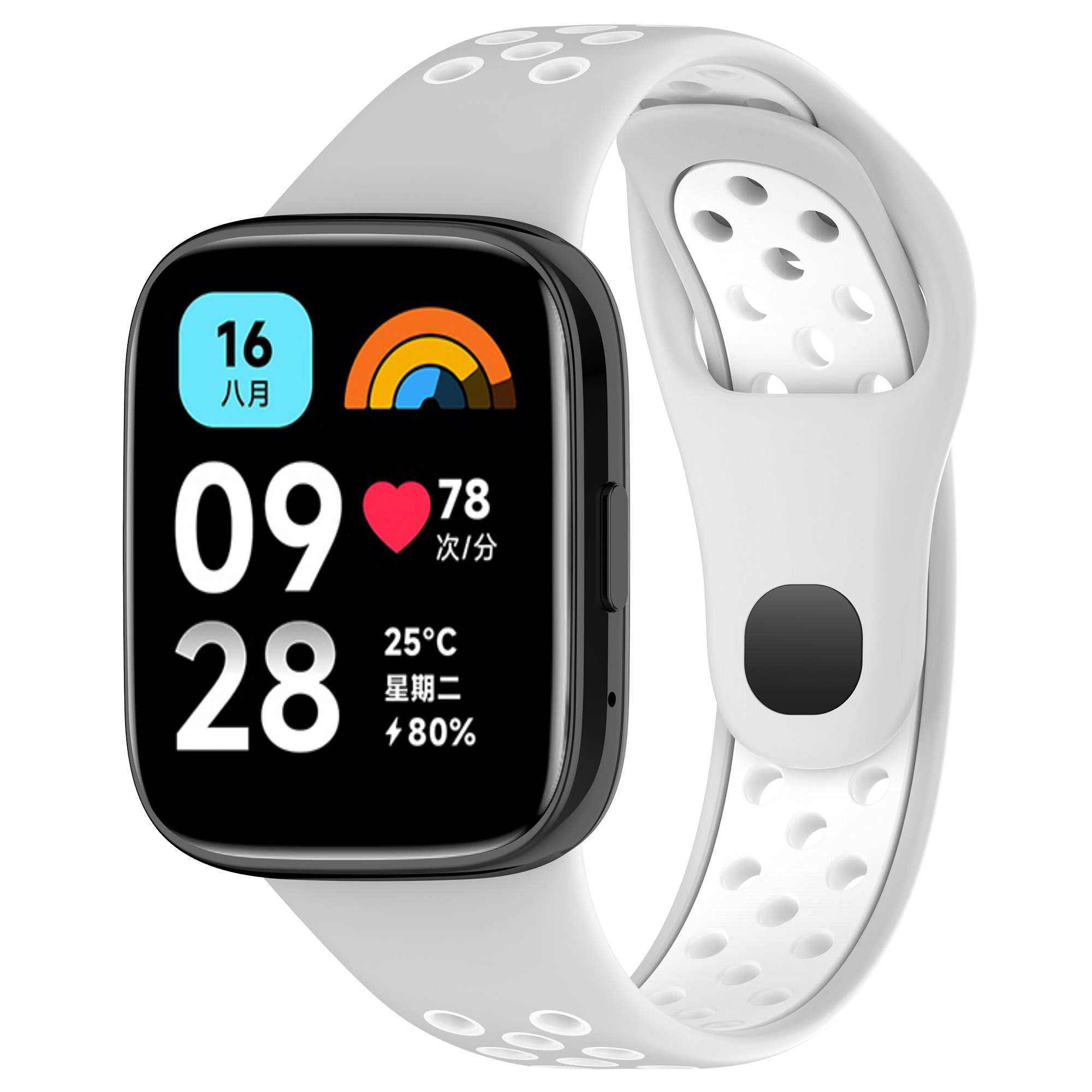 Redmi Двухцветный силиконовый ремешок для Redmi Watch 3 Lite Watch 3 Active, серо-белый