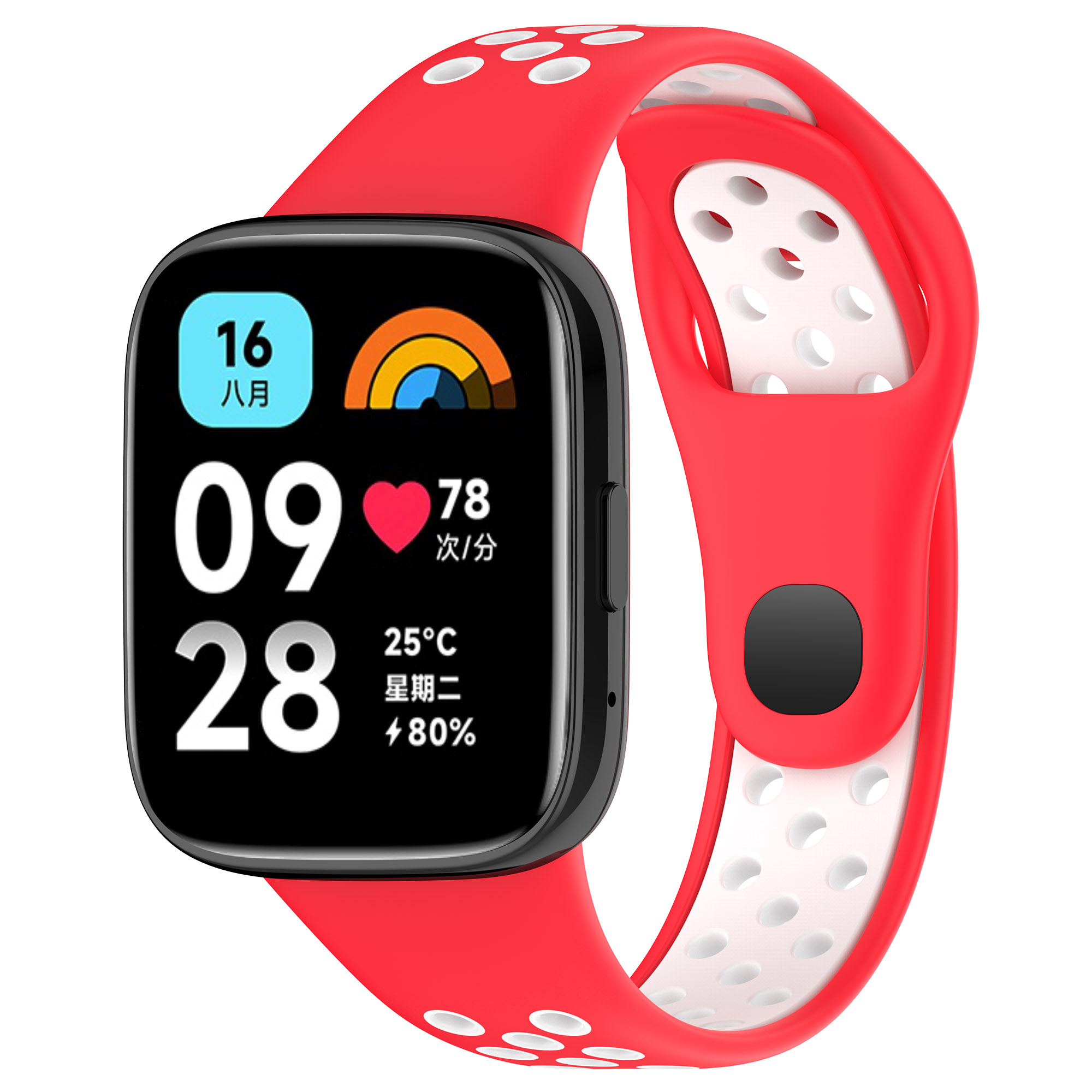 Redmi Двухцветный силиконовый ремешок для Redmi Watch 3 Lite Watch 3 Active, красно-белый