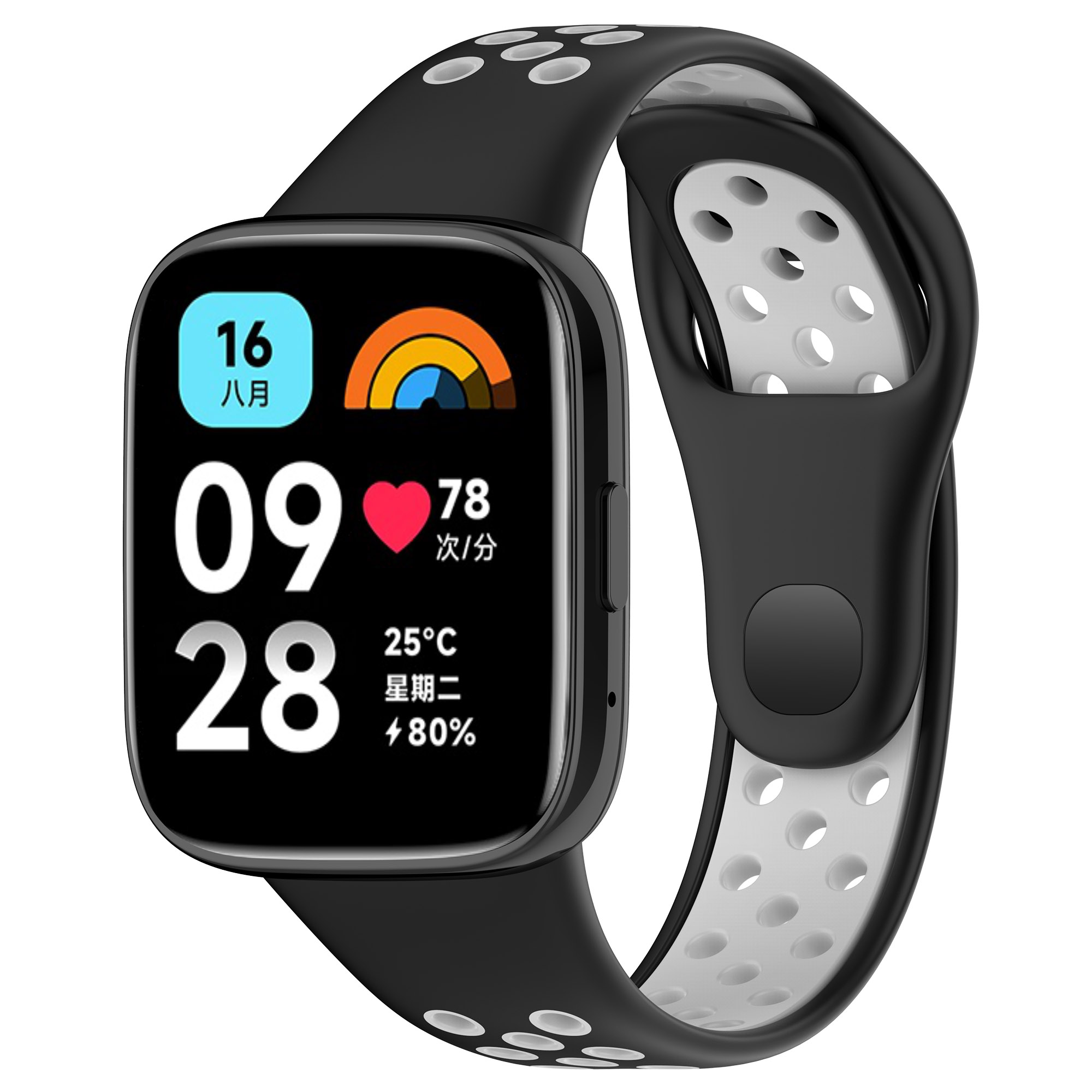 Redmi Двухцветный силиконовый ремешок для Redmi Watch 3 Lite Watch 3 Active, черно-серый