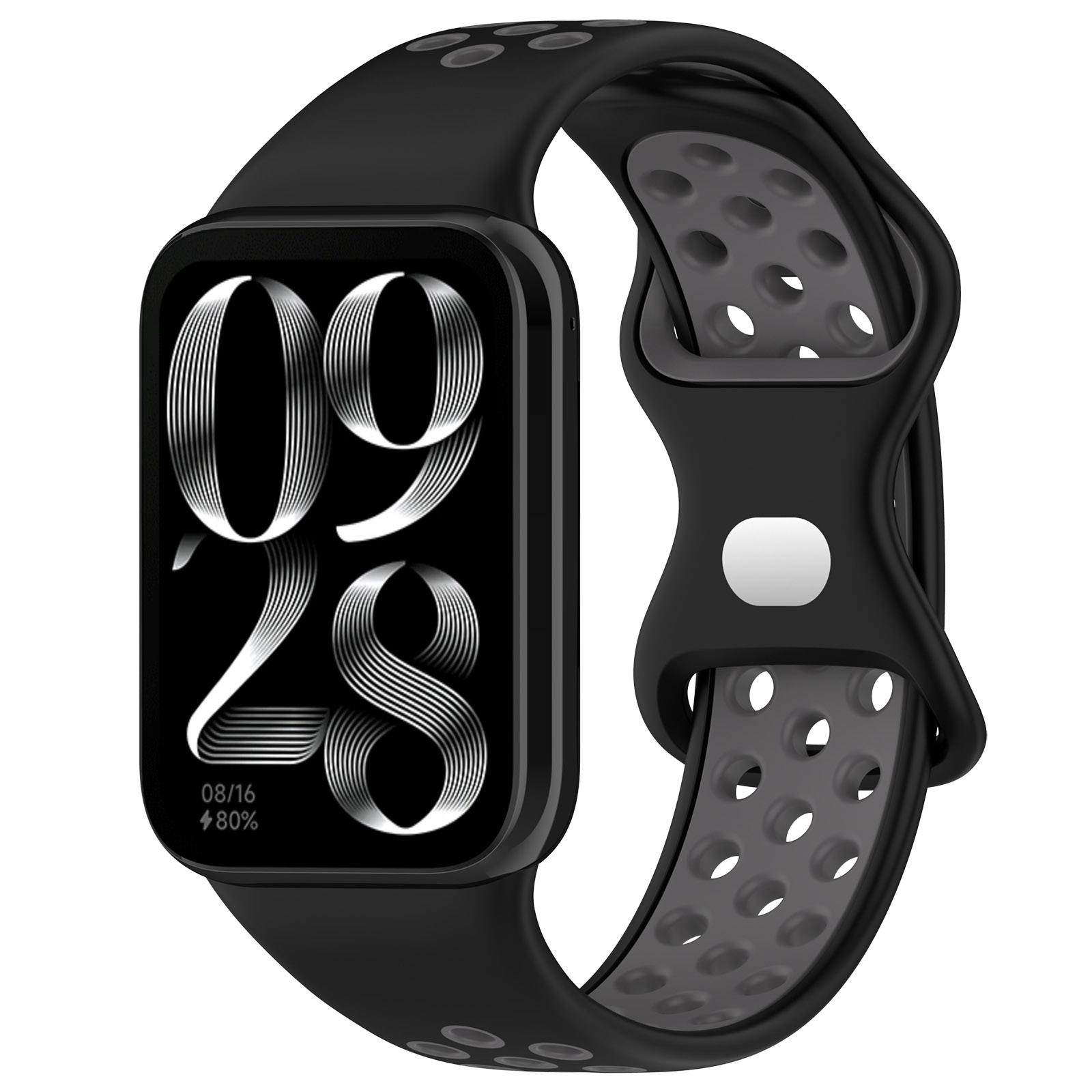 Xiaomi Двухцветный силиконовый ремешок для Xiaomi Mi Band 8 Pro/9 Pro и Redmi Watch 4/5 черно-серый