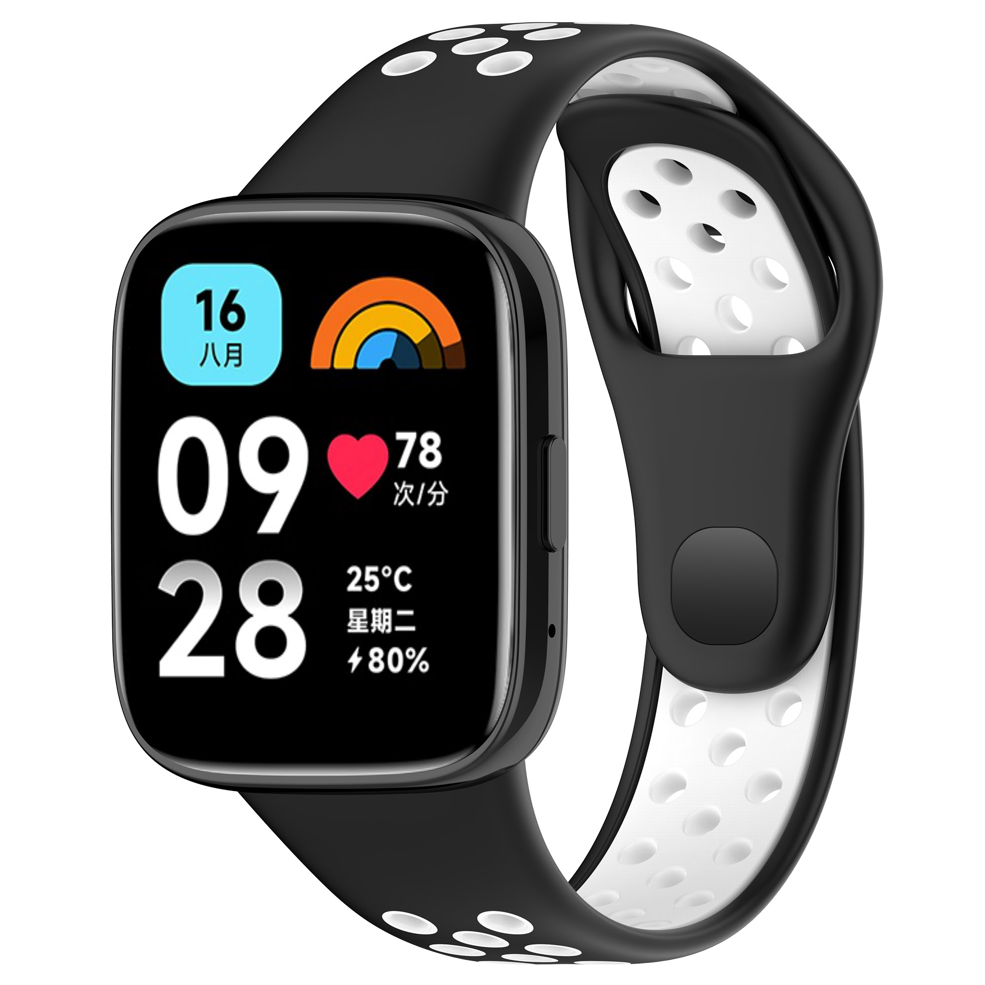 Redmi Двухцветный силиконовый ремешок для Redmi Watch 3 Lite Watch 3 Active, черно-белый