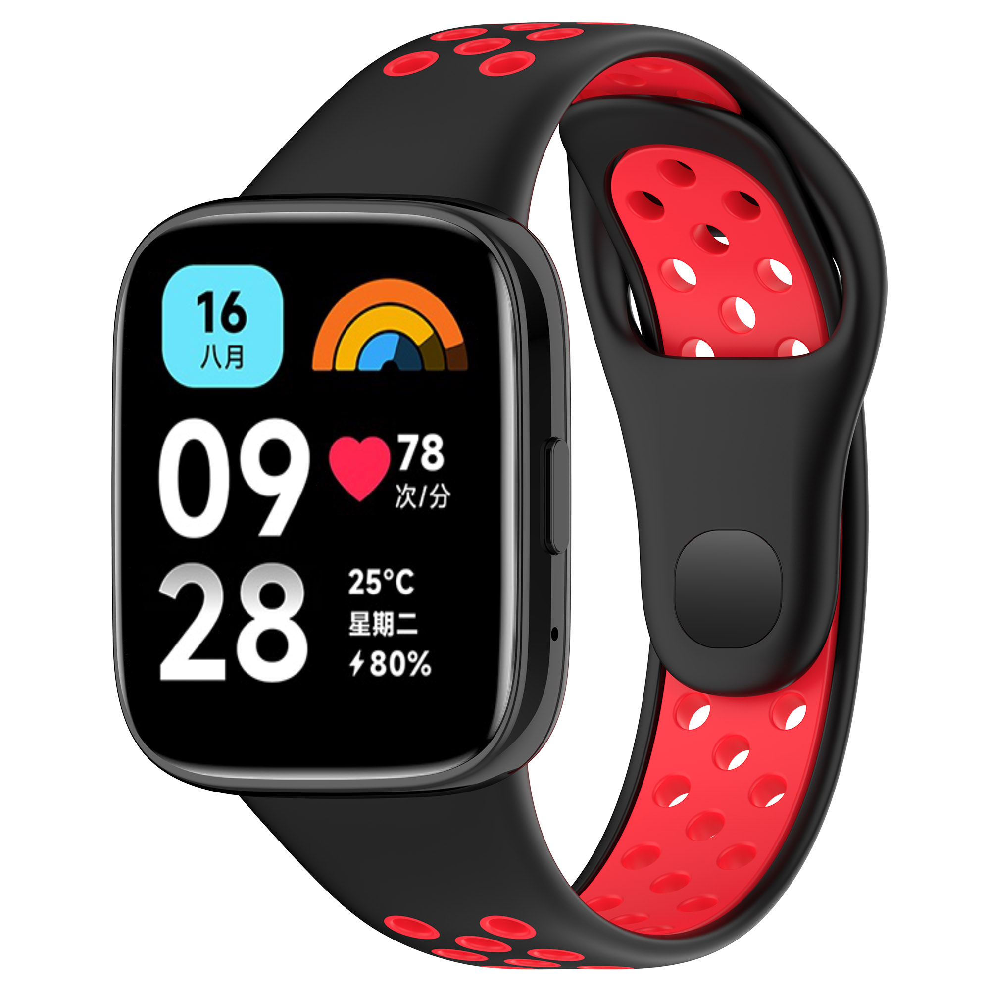 Redmi Двухцветный силиконовый ремешок для Redmi Watch 3 Lite Watch 3 Active, черно-красный
