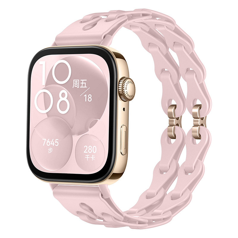 Huawei Модный силиконовый ремешок-браслет для Huawei Watch Fit 3/4/4 Pro светло-розовый