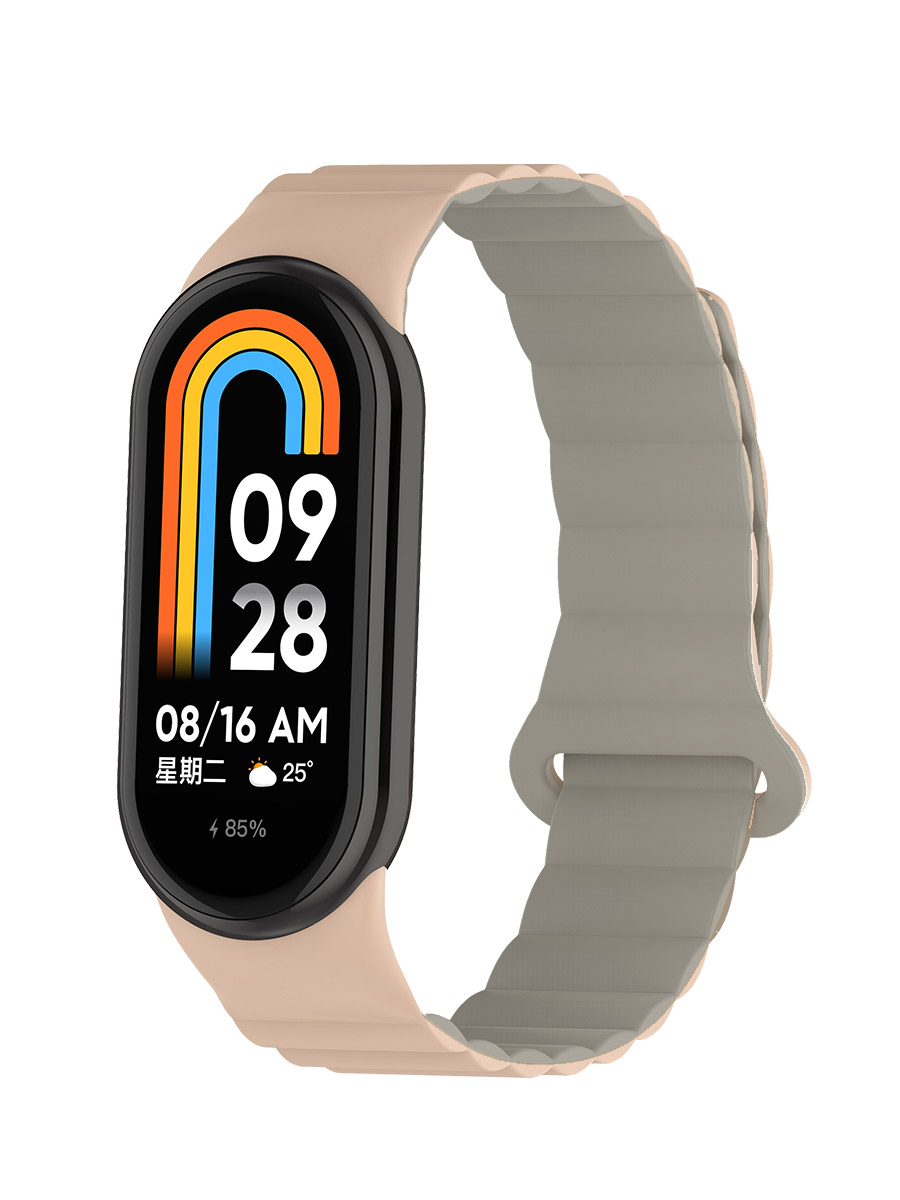 Xiaomi Силиконовый ремешок для Xiaomi Mi Band 8/9/10 с магнитной застежкой, кремово-серый
