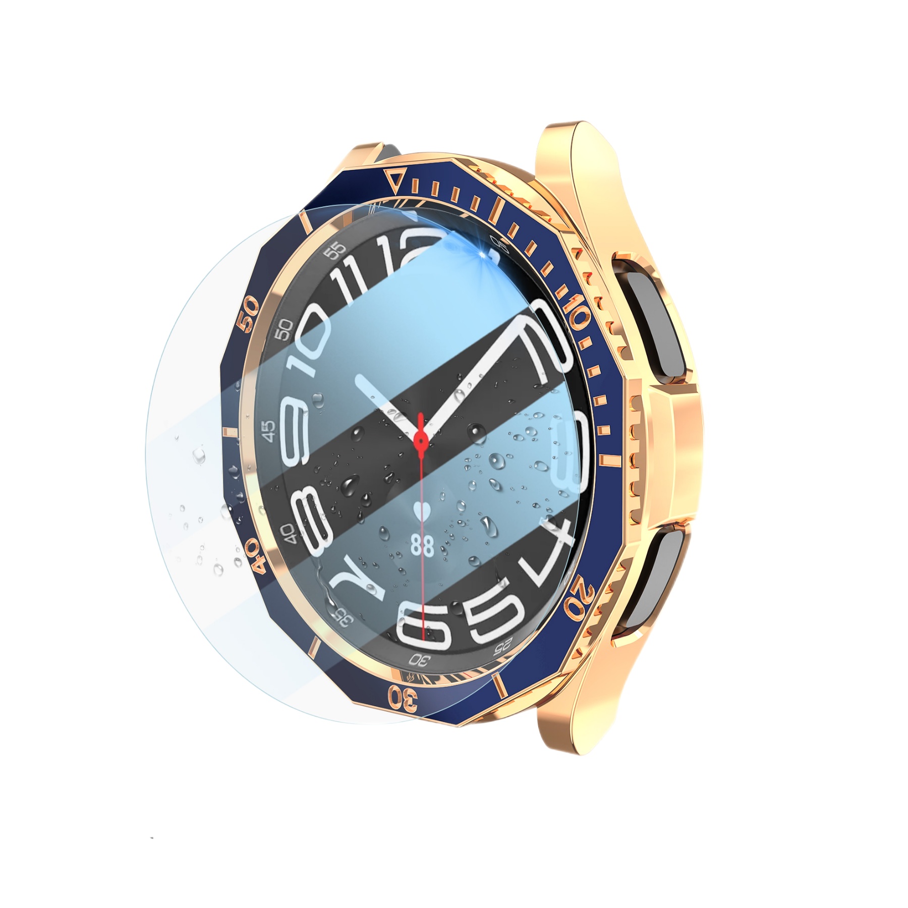 Samsung Двухцветный безель + защитный бампер для смарт-часов Samsung Galaxy Watch 6 Classic 47 мм, cине-розово-золотистый