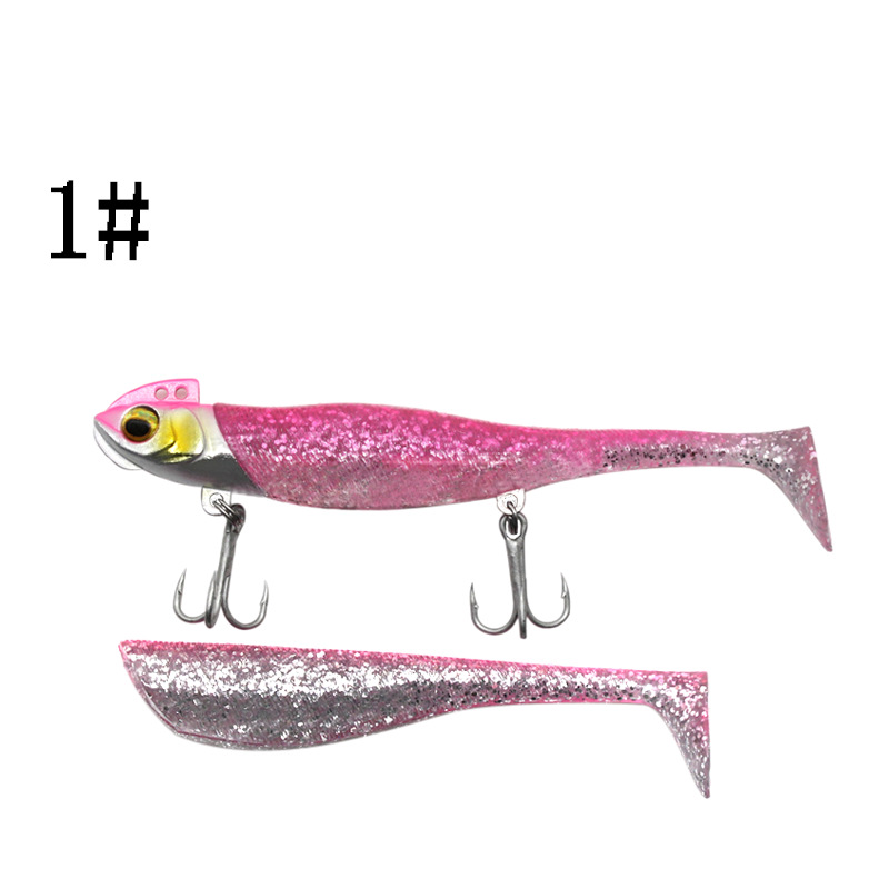 ГиперМол Рыболовная тяжелая, мягкая приманка Pre-rigged paddle tail swimbait с Т-образным хвостом, оснащенная джиг-головка для глубоководной и морской рыбалки, 9,5 см/23 г серебристо-розовая