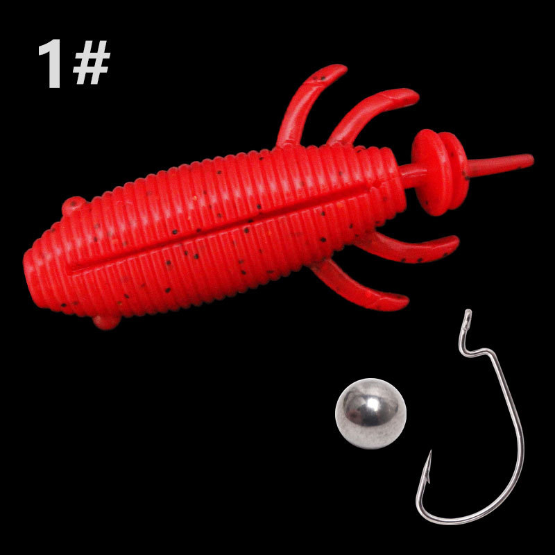 ГиперМол Рыболовная плавающая мягкая приманка-червя Creature Baitк, с крючком и стальным шариком 8 см/13 г, 1 шт красная