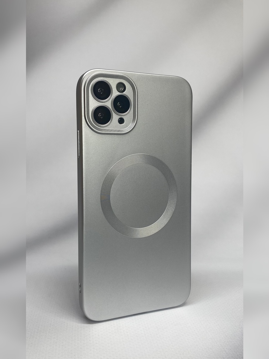 Apple Силиконовый магнитный чехол для iPhone 11 Pro Max, MagSafe серебристый