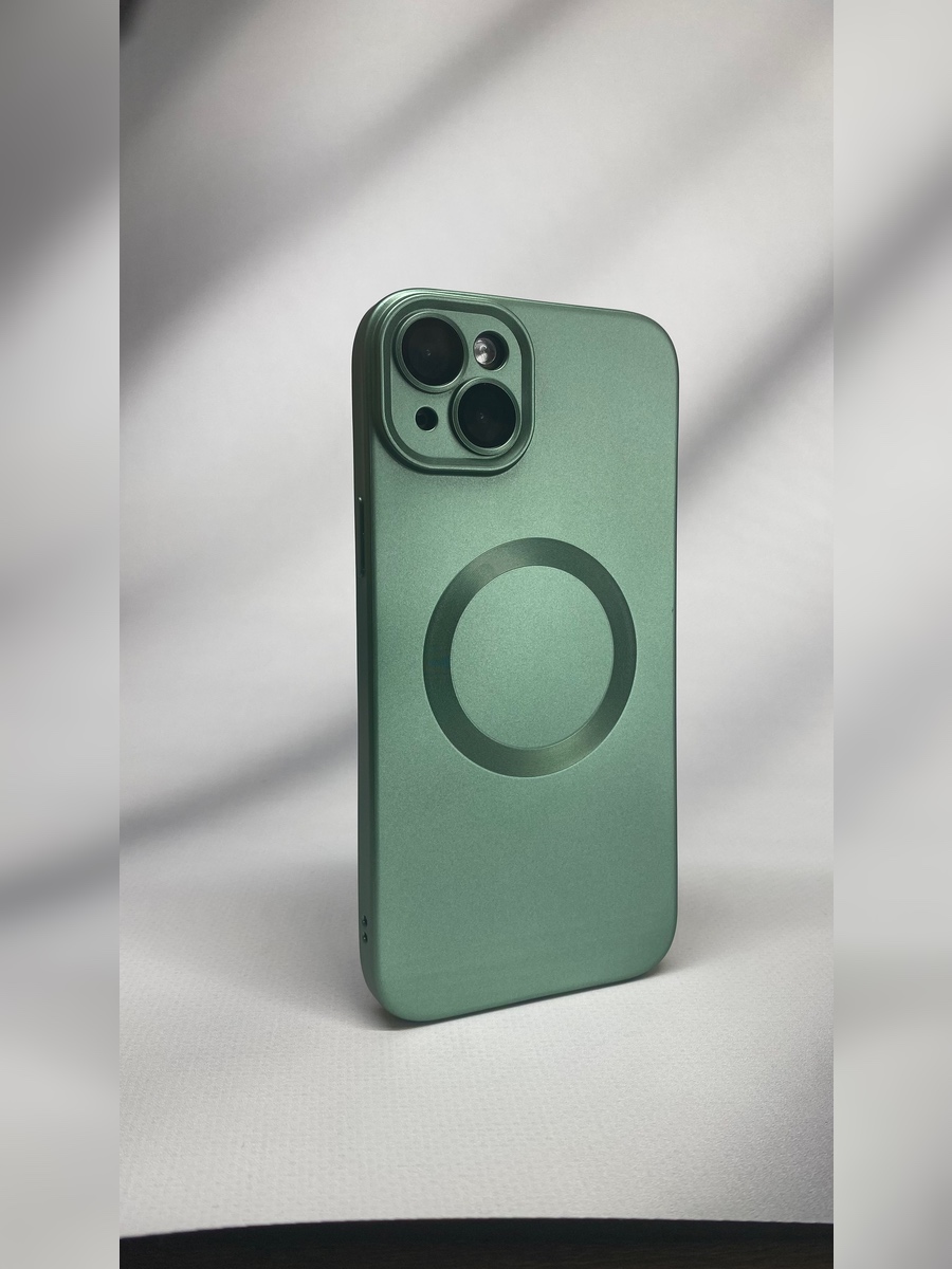 Apple Силиконовый  магнитный чехол для iPhone 13, MagSafe зеленый
