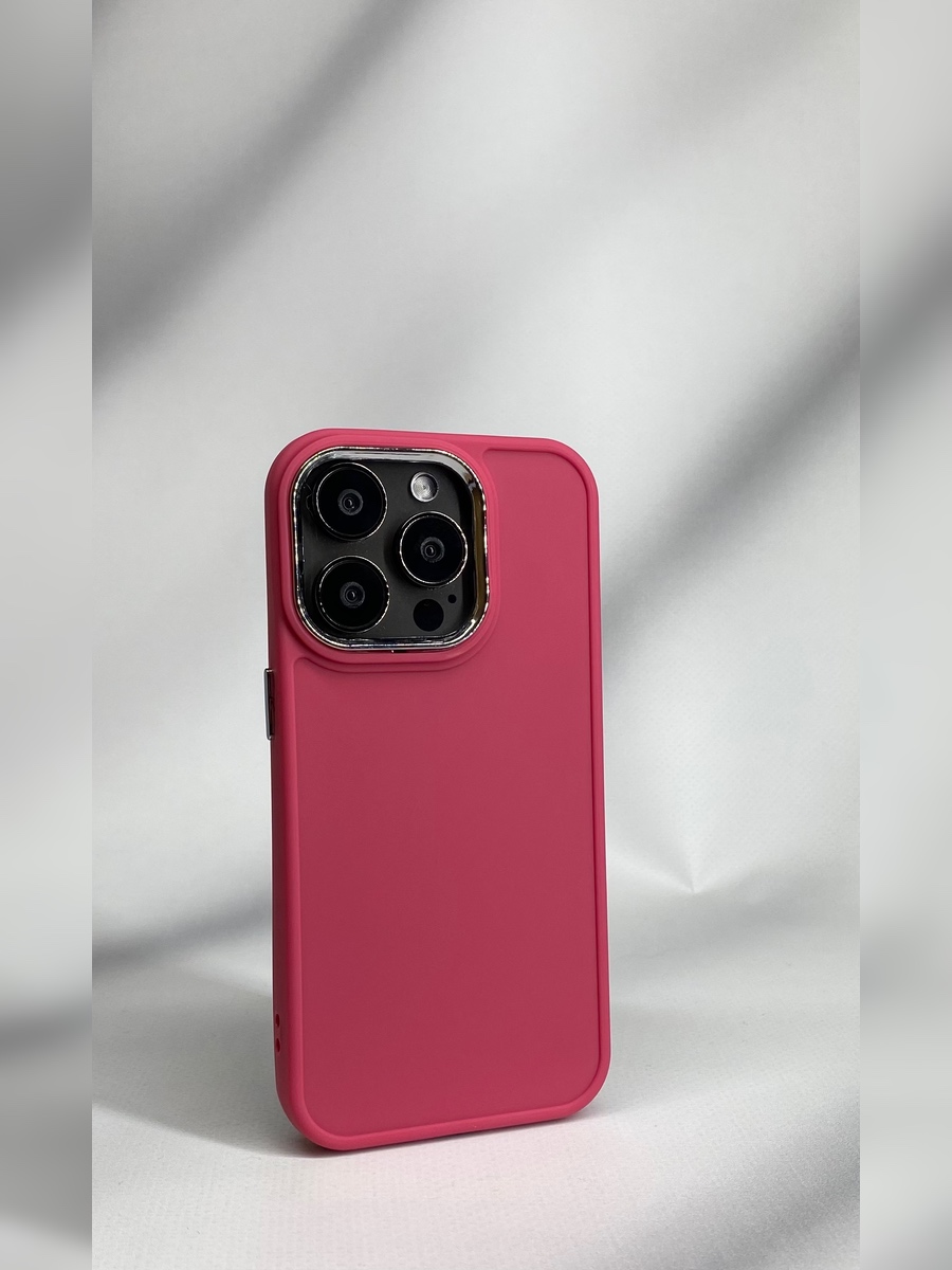 Apple Силиконовый чехол со съемной оправой камеры для iPhone 13 Pro Max ярко-розовый