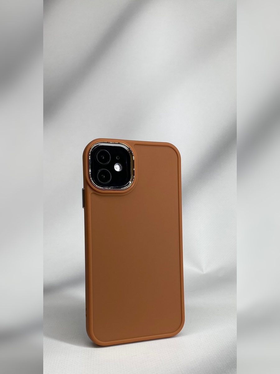 Apple Силиконовый чехол со съемной оправой камеры для iPhone 11 коричневый