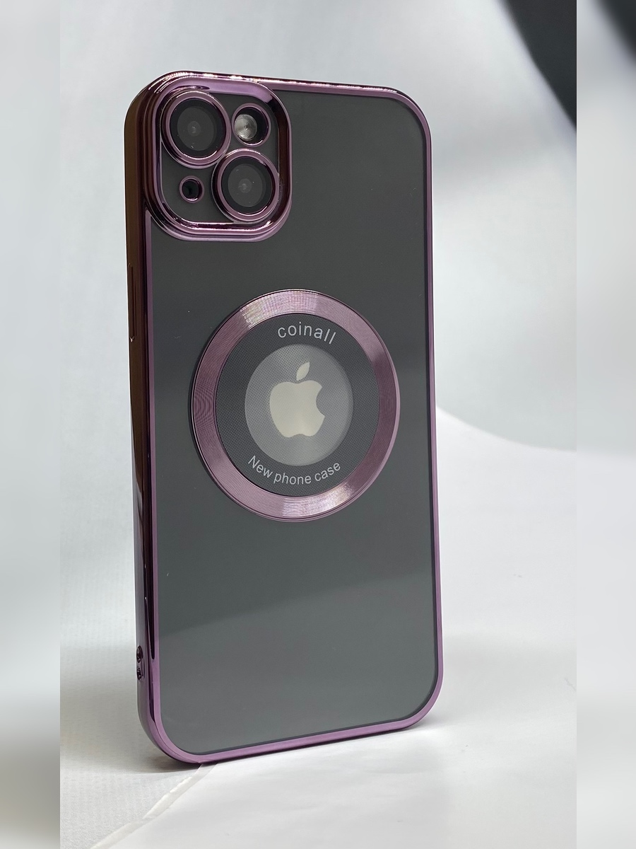 Apple Силиконовый магнитный чехол для iPhone 14 Plus, MagSafe, с рисунком компакт-диска фиолетовый