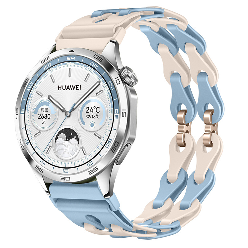Huawei Универсальный силиконовый ремешок-браслет для Huawei Watch GT 5/Redmi Watch 5 Lite, 22 мм светло-бежевый-голубой