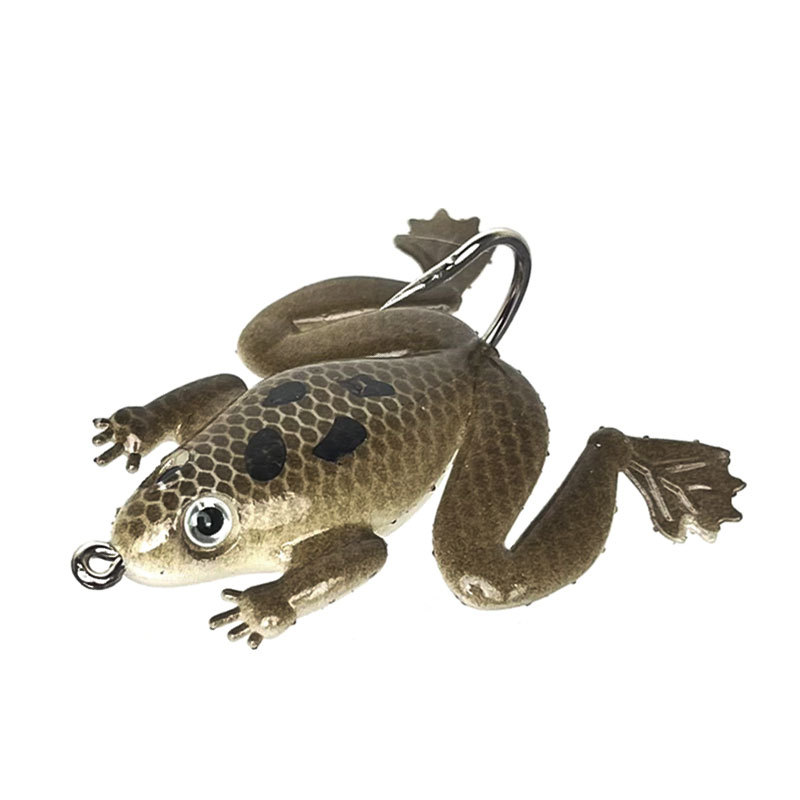 ГиперМол Рыболовная реалистичная мягкая приманка Topwater Weedless Frog, имитация лягушки, с крючком в виде морского конька, предотвращающим зацепы, 3,5 см/3 г, 5 шт серая