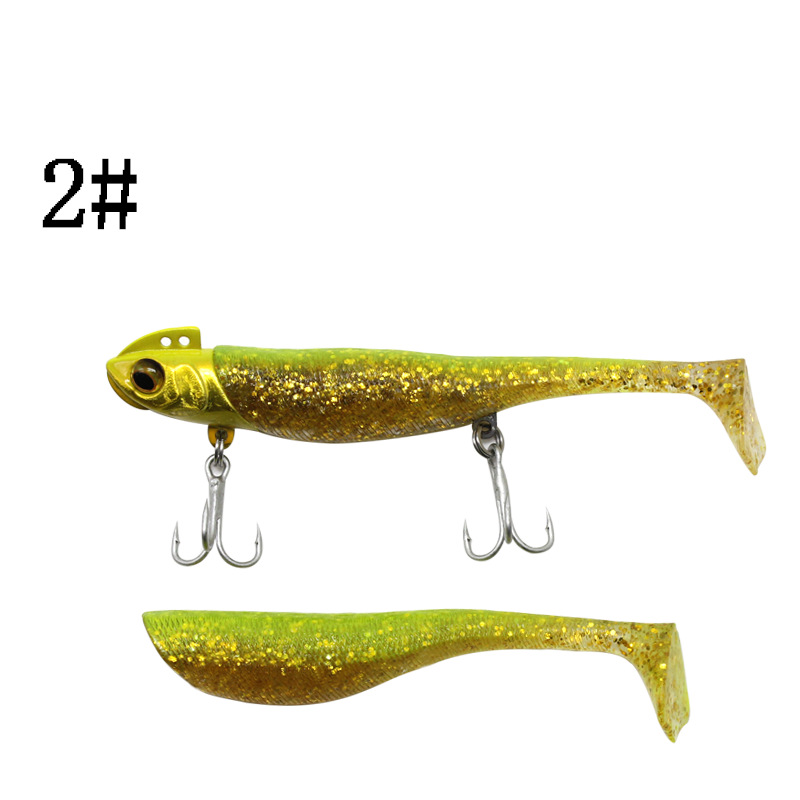 ГиперМол Рыболовная тяжелая, мягкая приманка Pre-rigged paddle tail swimbait с Т-образным хвостом, оснащенная джиг-головка для глубоководной и морской рыбалки, 9 см/19 г желтая