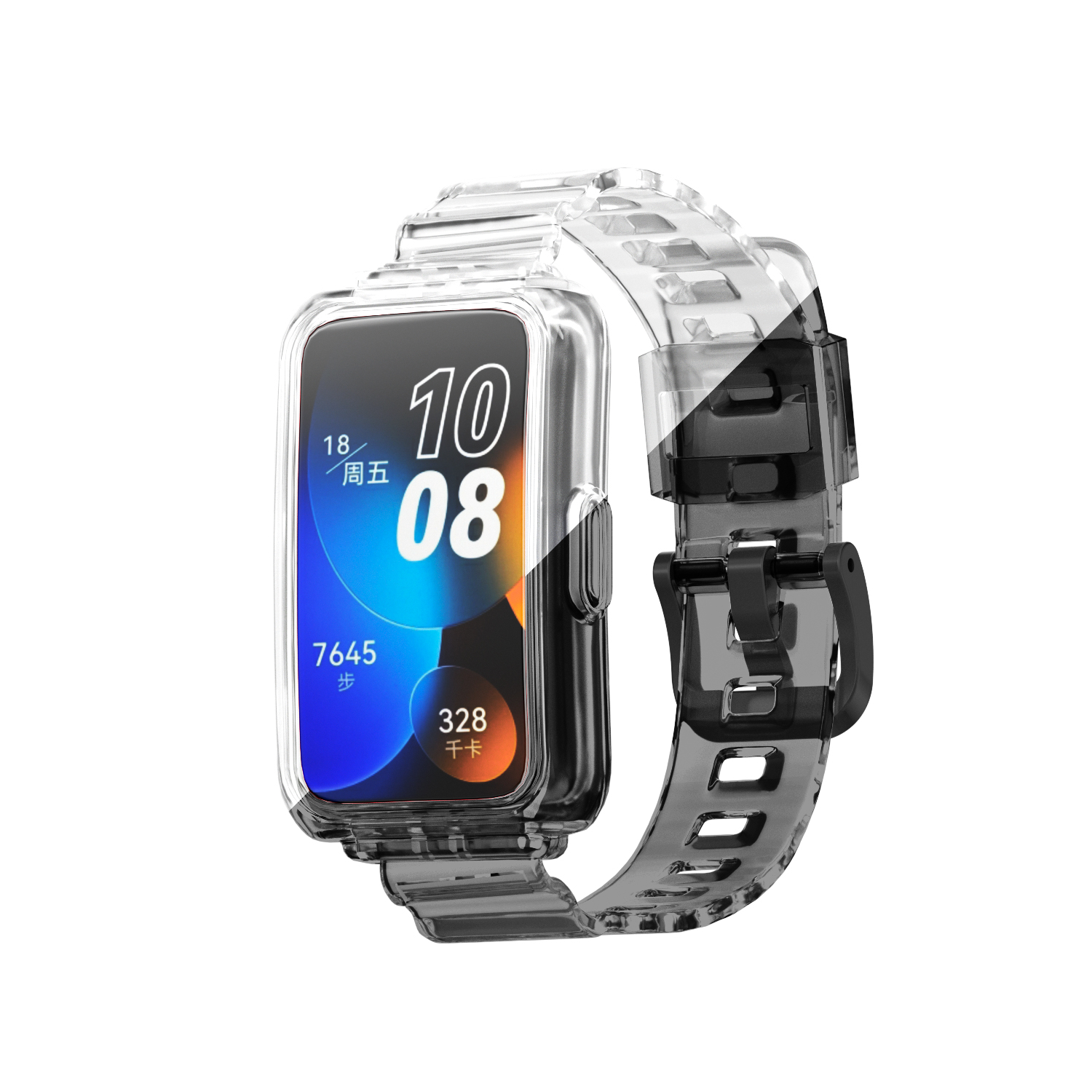 Huawei Прозрачный ремешок для Huawei Band 6/7/8/9/10 меняет цвет на солнце, прозрачный-черный