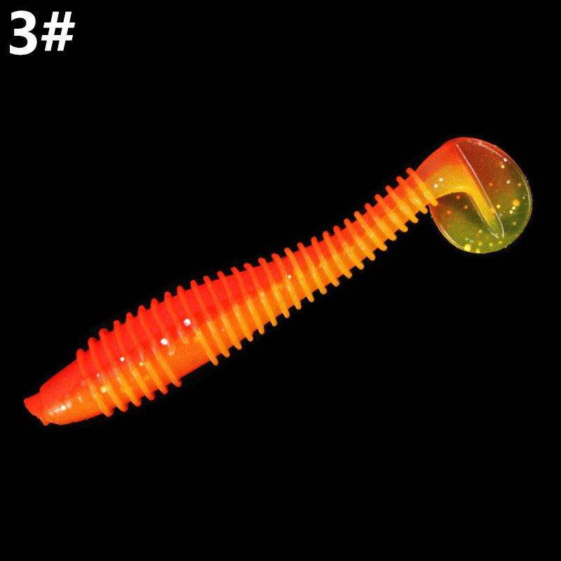 ГиперМол Рыболовная мягкая приманка Swimbait / Paddle T-Tail Grub с Т-образным хвостом и винтовым креплением для пресноводной и морской рыбалки, 6,5 см/2,4 г, 10 шт оранжево-красная