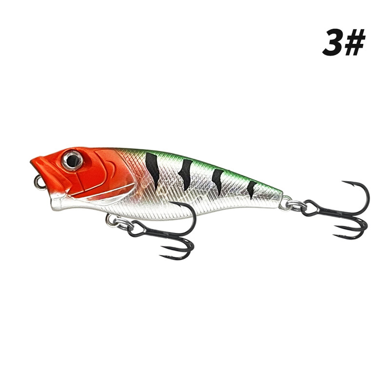 ГиперМол Рыболовный воблер поппер, поверхностная приманка, для дальнего заброса с тройными крючками и погремушкой 6,7 см/7,7 г оранжево-серебристый