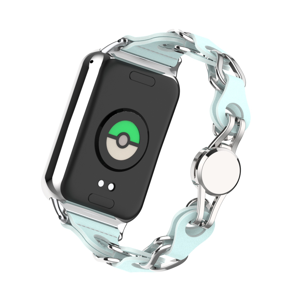 Xiaomi Модный кожаный ремешок цепочка для Xiaomi Mi Band 8 Pro/9 Pro и Redmi Watch 4/5/6 небесно-голубой