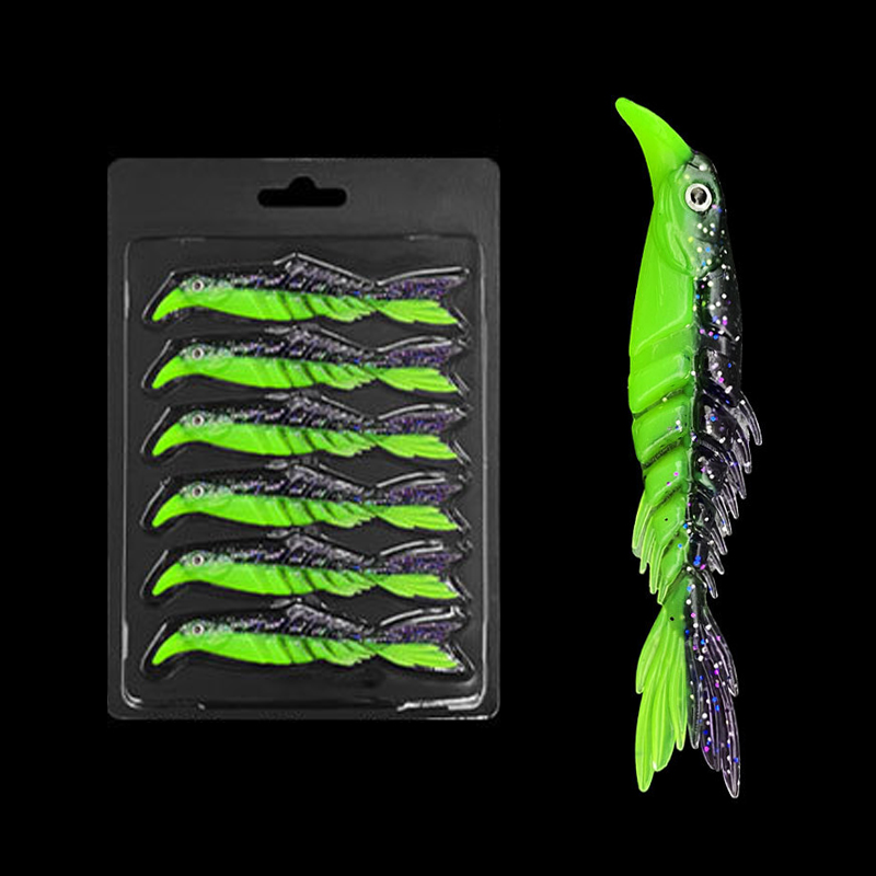 ГиперМол Рыболовная двухцветная, мягкая приманка Creature Bait, имитация многосуставной кости с хвостом-ножницами, 10 см/6 г, 1 шт фиолетово-зеленая