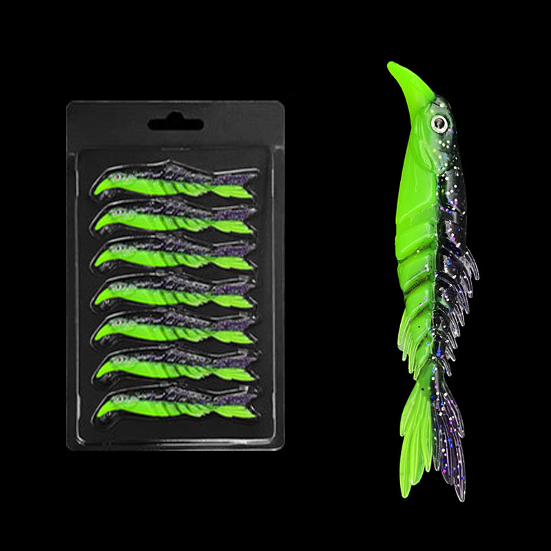 ГиперМол Рыболовная двухцветная, мягкая приманка Creature Bait, имитация многосуставной кости с хвостом-ножницами, 8 см/3.5 г, 1 шт фиолетово-зеленая