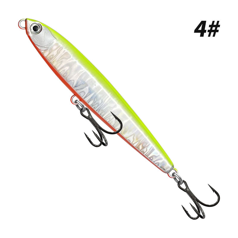 ГиперМол Воблер приманка-карандаш Pencil / Стикбейт (Stickbait) для дальнего заброса, с погремушками и тройными крючками 8,1 см/14 г желтая