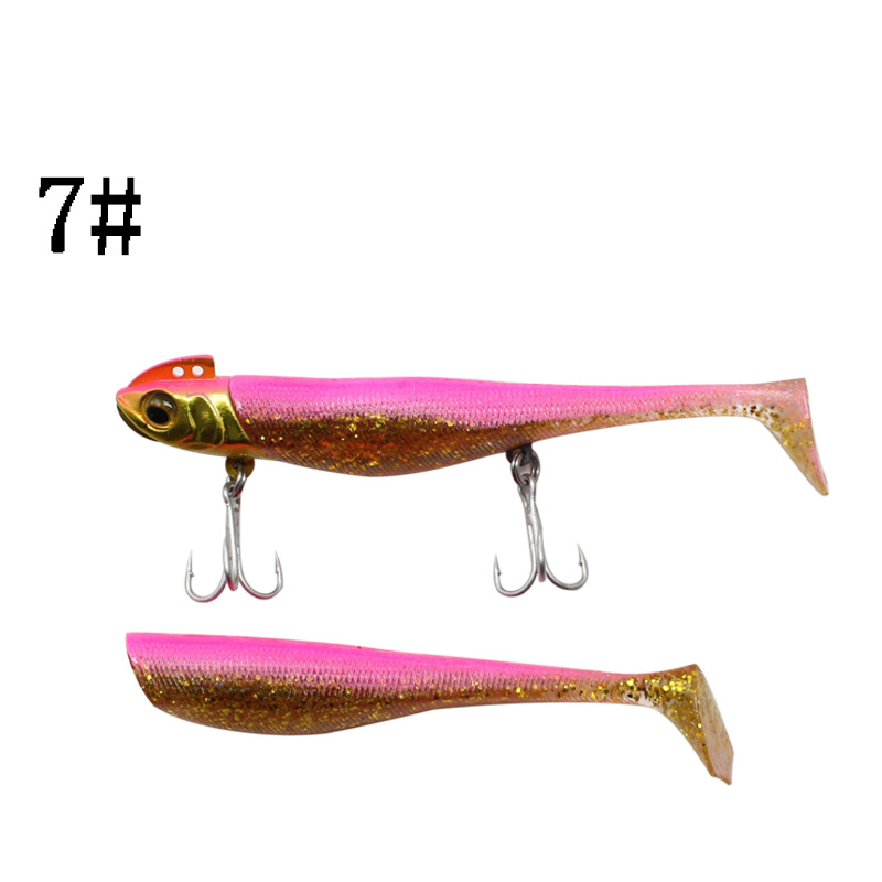 ГиперМол Рыболовная тяжелая, мягкая приманка Pre-rigged paddle tail swimbait с Т-образным хвостом, оснащенная джиг-головка для глубоководной и морской рыбалки, 11,5 см/36 г золотисто-розовая