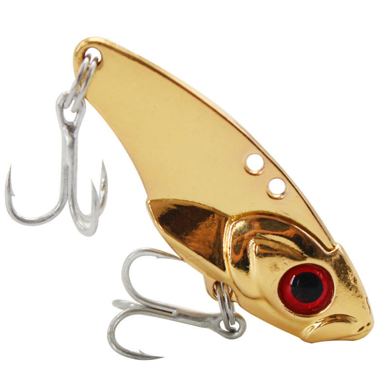 ГиперМол Рыболовная металлическая вибрационная виб-приманка (VIB), блесна цикада, тонущая для дальнего заброса, для морской и пресноводной рыбалки 4,5 см/10 г золотистая
