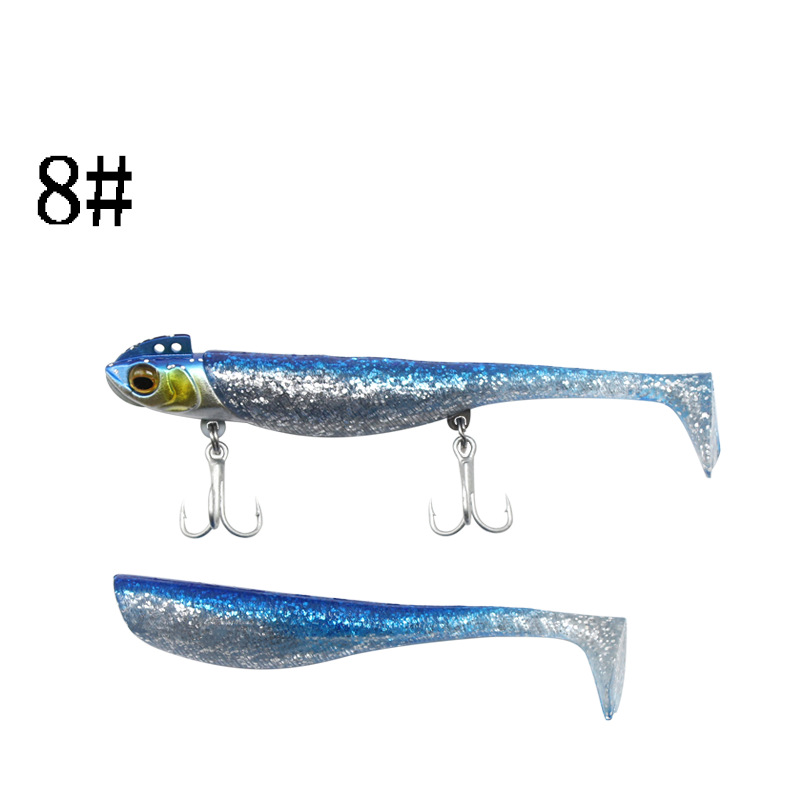 ГиперМол Рыболовная тяжелая, мягкая приманка Pre-rigged paddle tail swimbait с Т-образным хвостом, оснащенная джиг-головка для глубоководной и морской рыбалки, 11 см/29 г серебристо-голубая