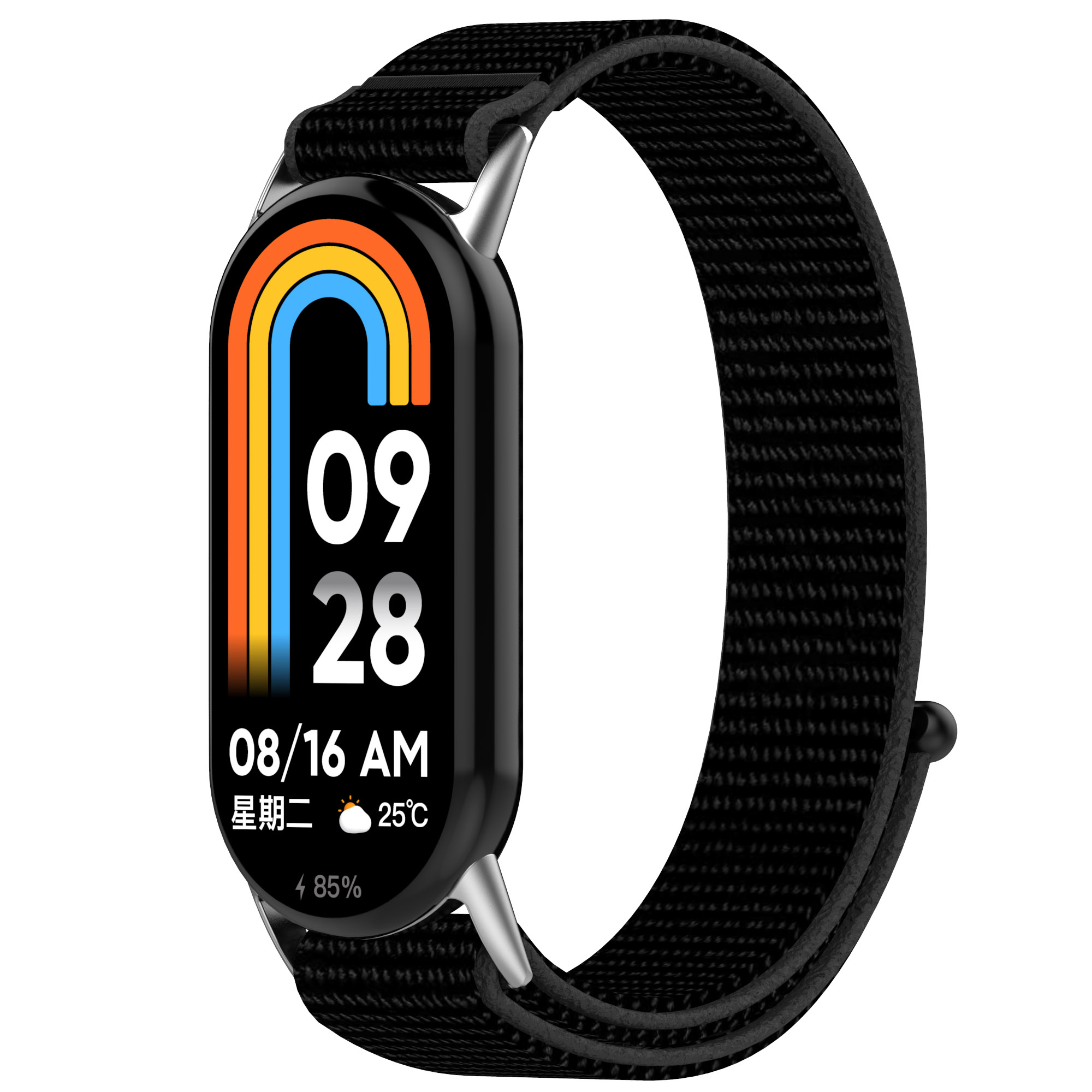Xiaomi Нейлоновый ремешок для Xiaomi Mi Band 8/9/10 на липучке, черный