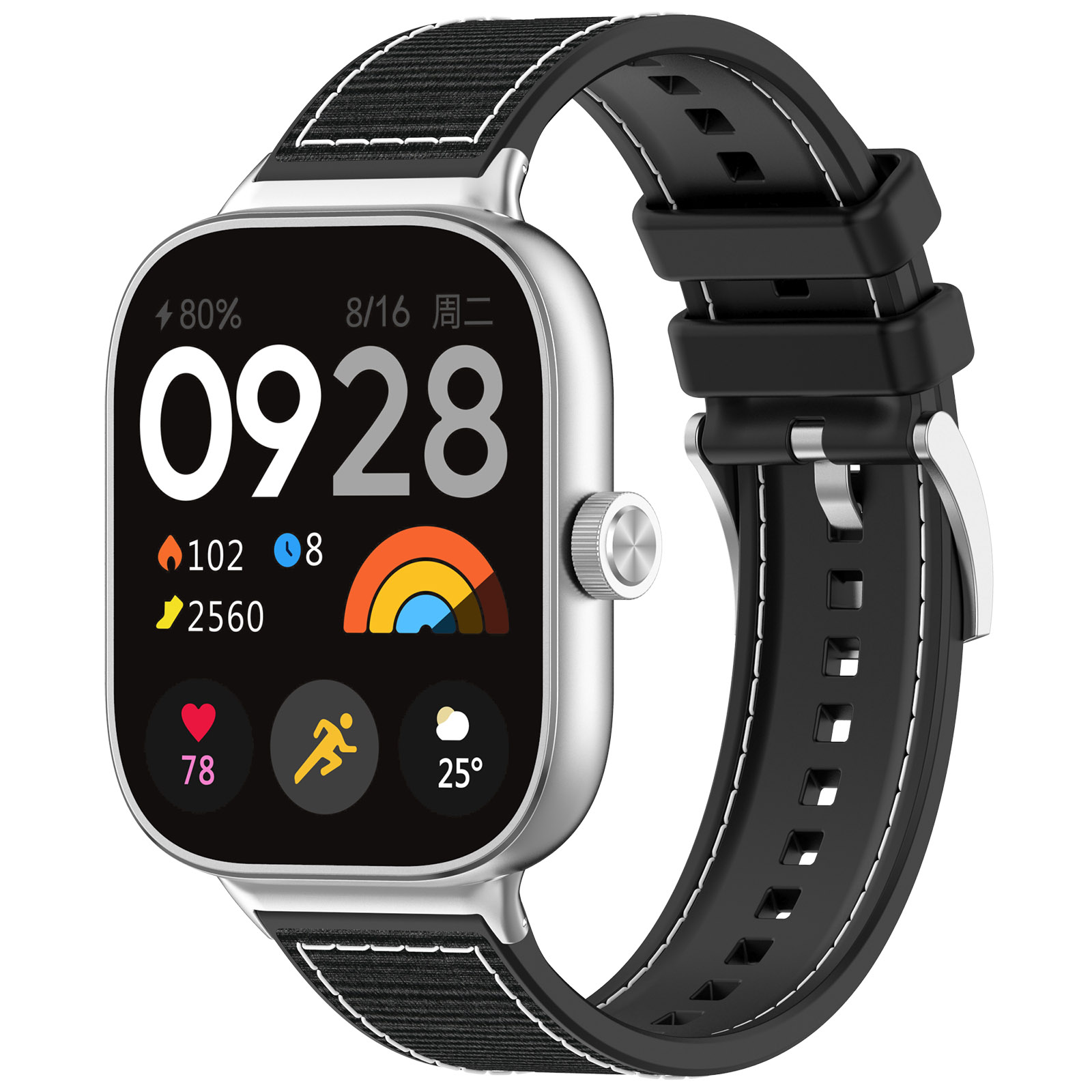 ГиперМол Cиликоново-нейлоновый ремешок для Xiaomi Mi Band 8 Pro / Redmi Watch 4 черный