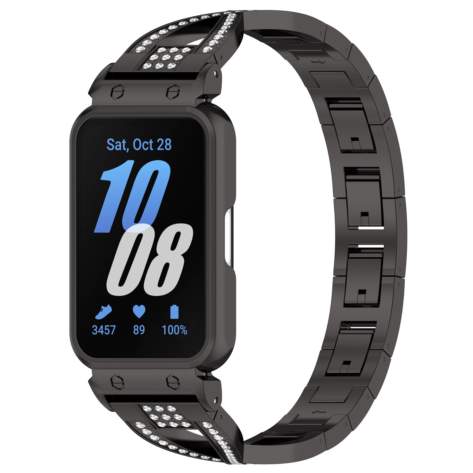 Samsung Металлический ремешок с бампером для Samsung Galaxy Fit 3 со стразами, черный