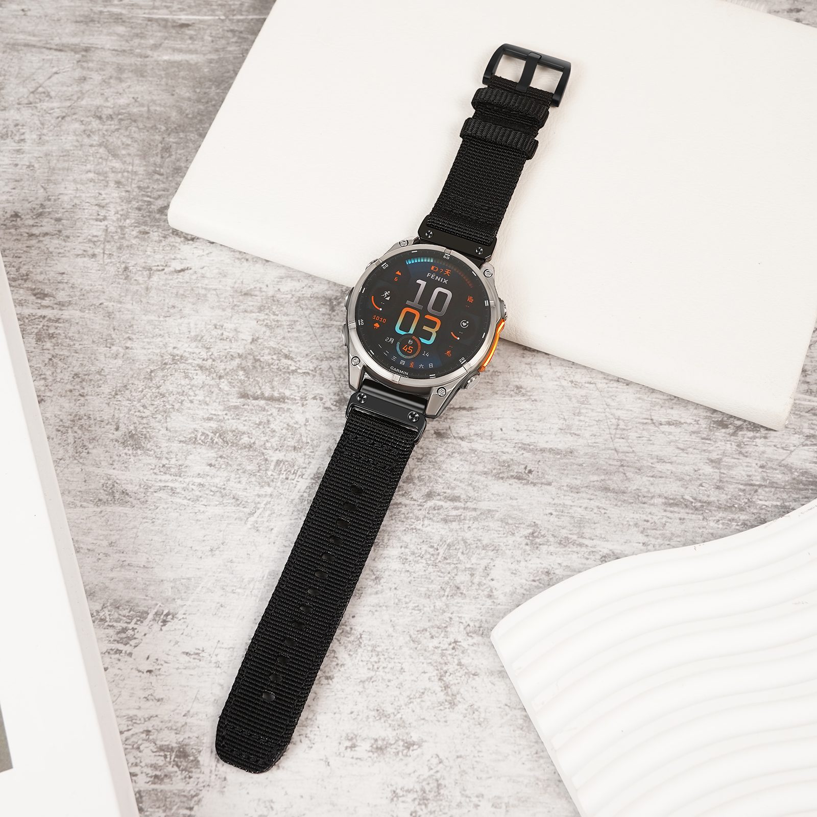 Garmin Нейлоновый ремешок для Garmin Fenix 8 / Fenix 7S / Epix Pro / Descent Mk3i, 20 мм черный