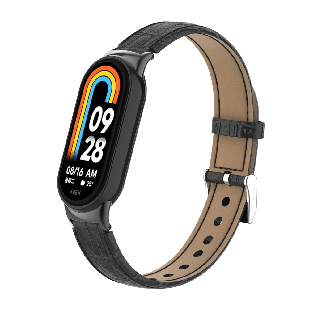 Xiaomi Ремешок из кожи аллигатора для Xiaomi Smart Band 8/9/10 черный