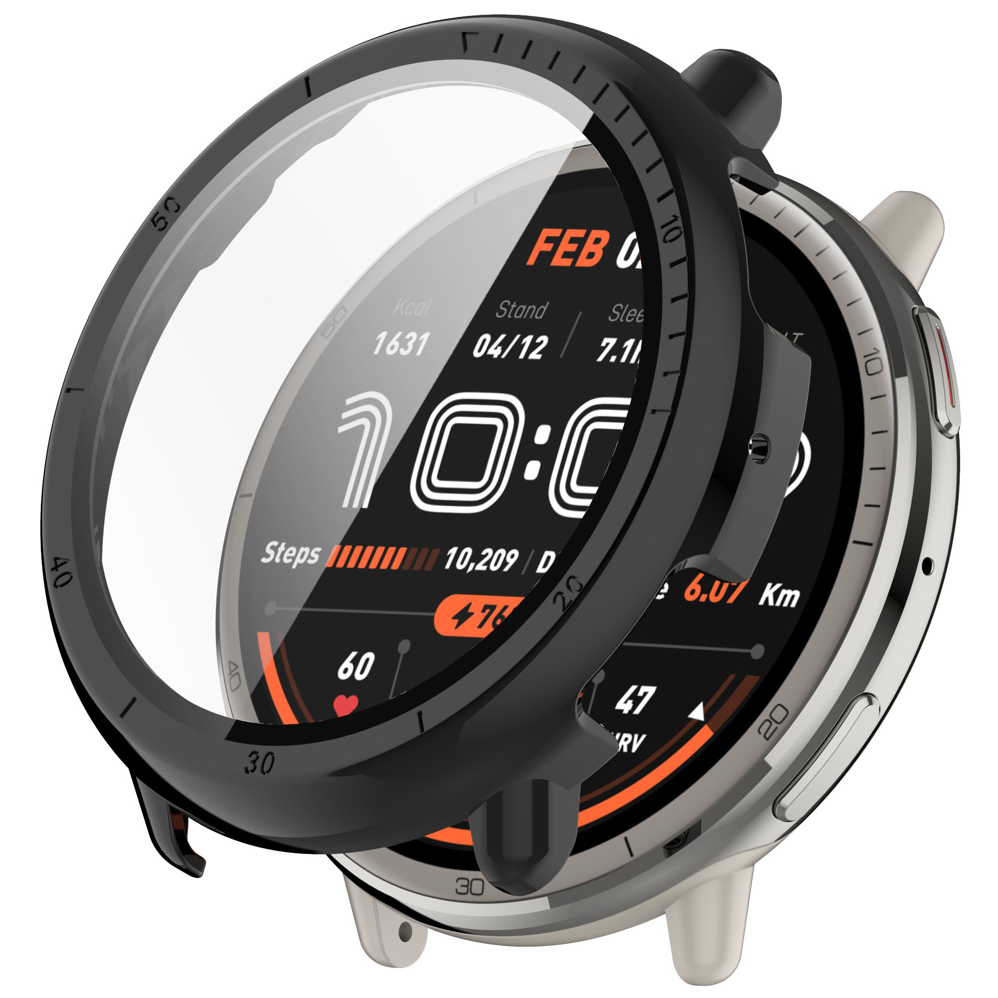 Amazfit Жесткий защитный чехол со стеклом для Amazfit Active 2 черный