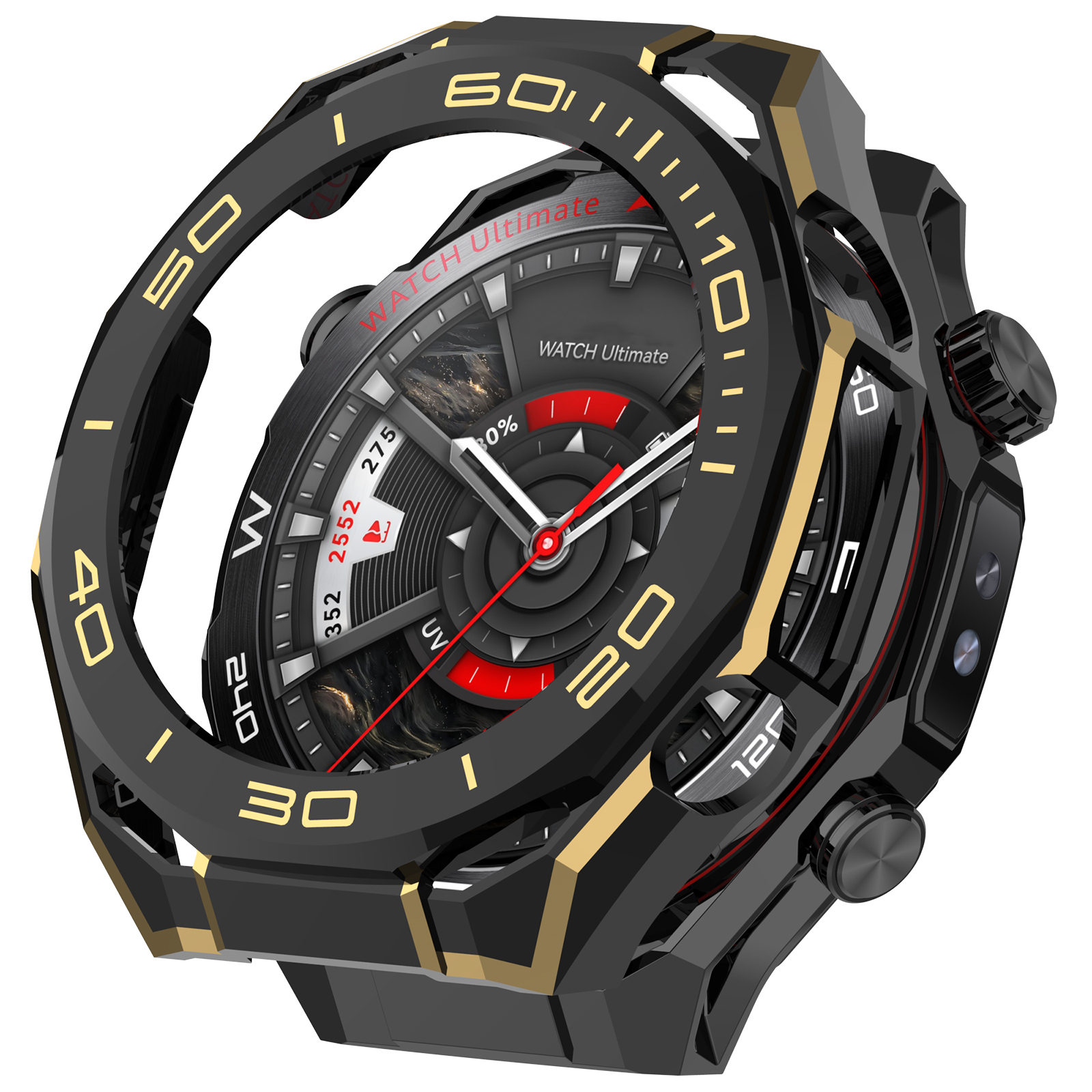 Xiaomi Жесткий защитный бампер для Huawei Watch Ultimate 2 черно-золотистый