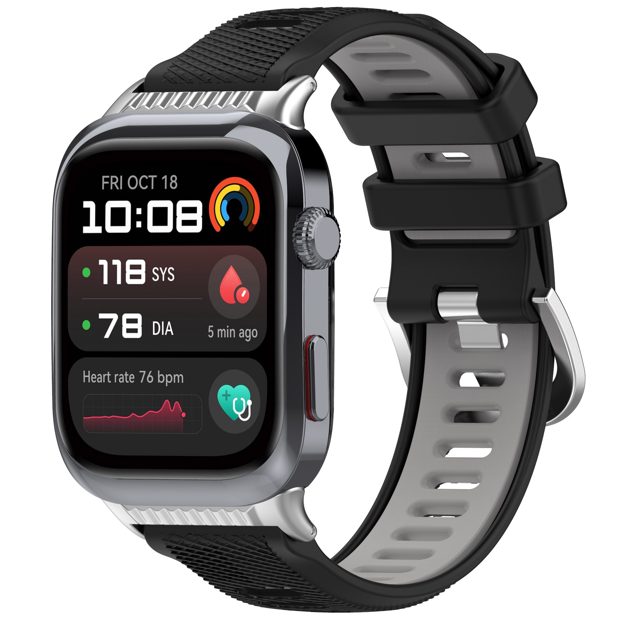 Huawei Двухцветный силиконовый ремешок для Huawei Watch D2 черно-серый