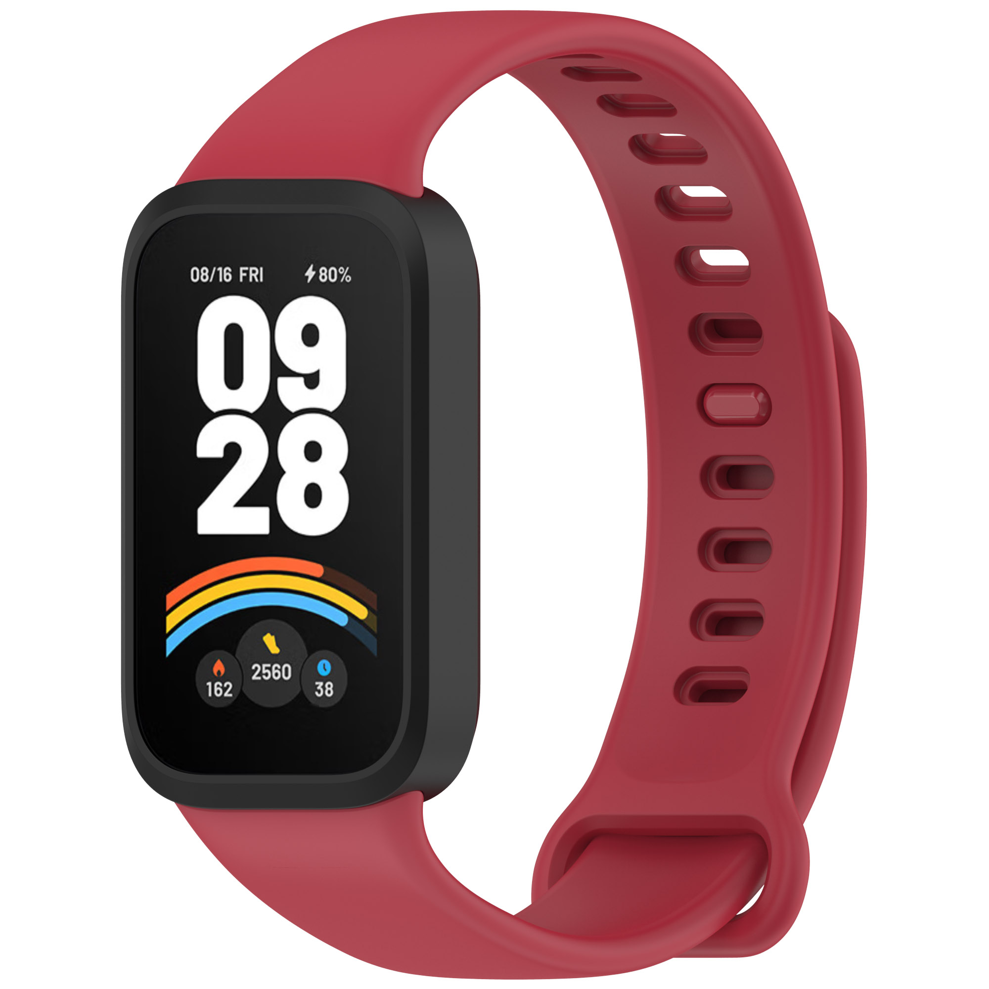 Xiaomi Силиконовый ремешок-бампер для Xiaomi Band 9 Active/Redmi Band 3 черно-красный