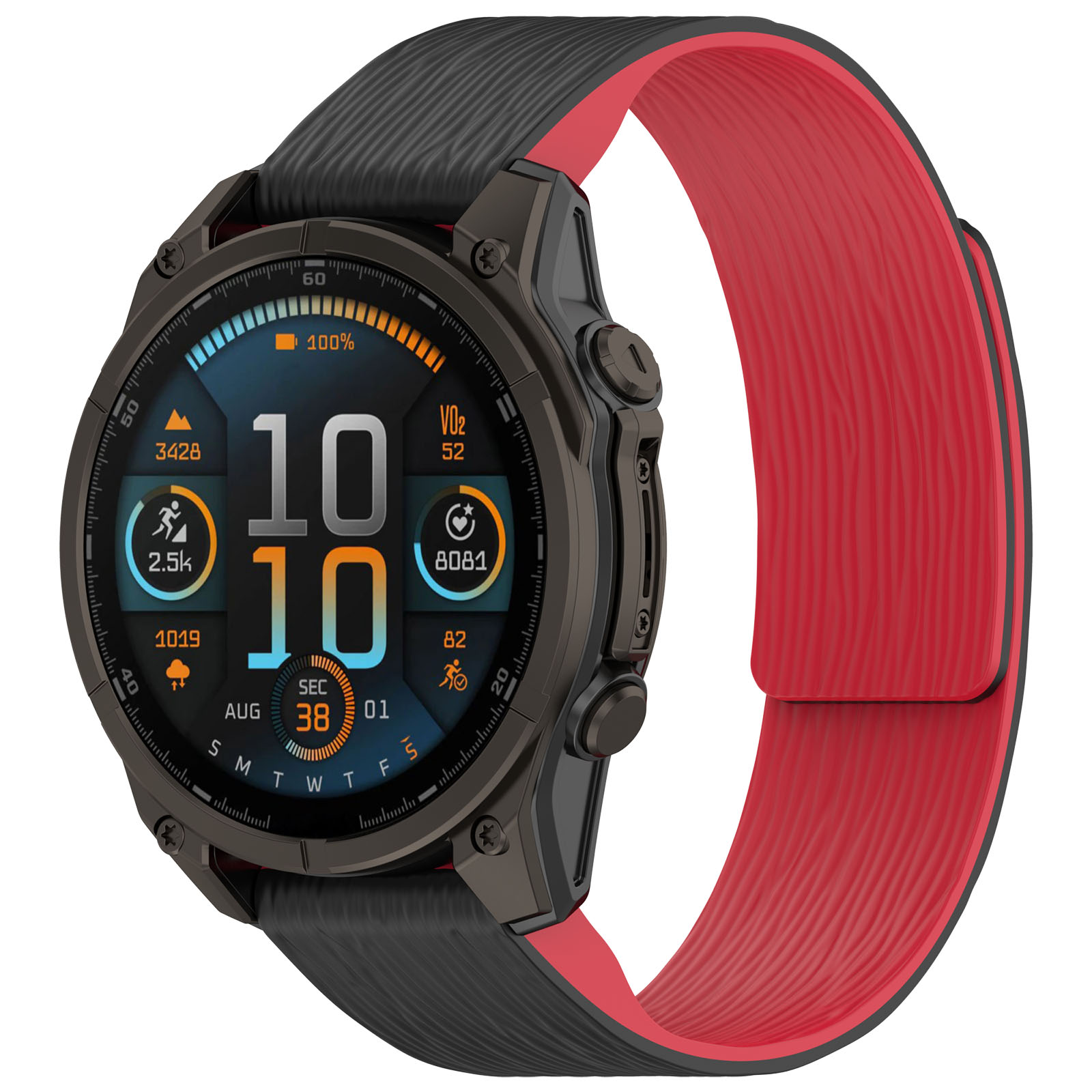 Garmin Силиконовый ремешок QuickFit для Garmin Fenix ​​8 Pro/Quatix 8/Tactix 8/Fenix ​​5X/6X, 26мм черно-красный