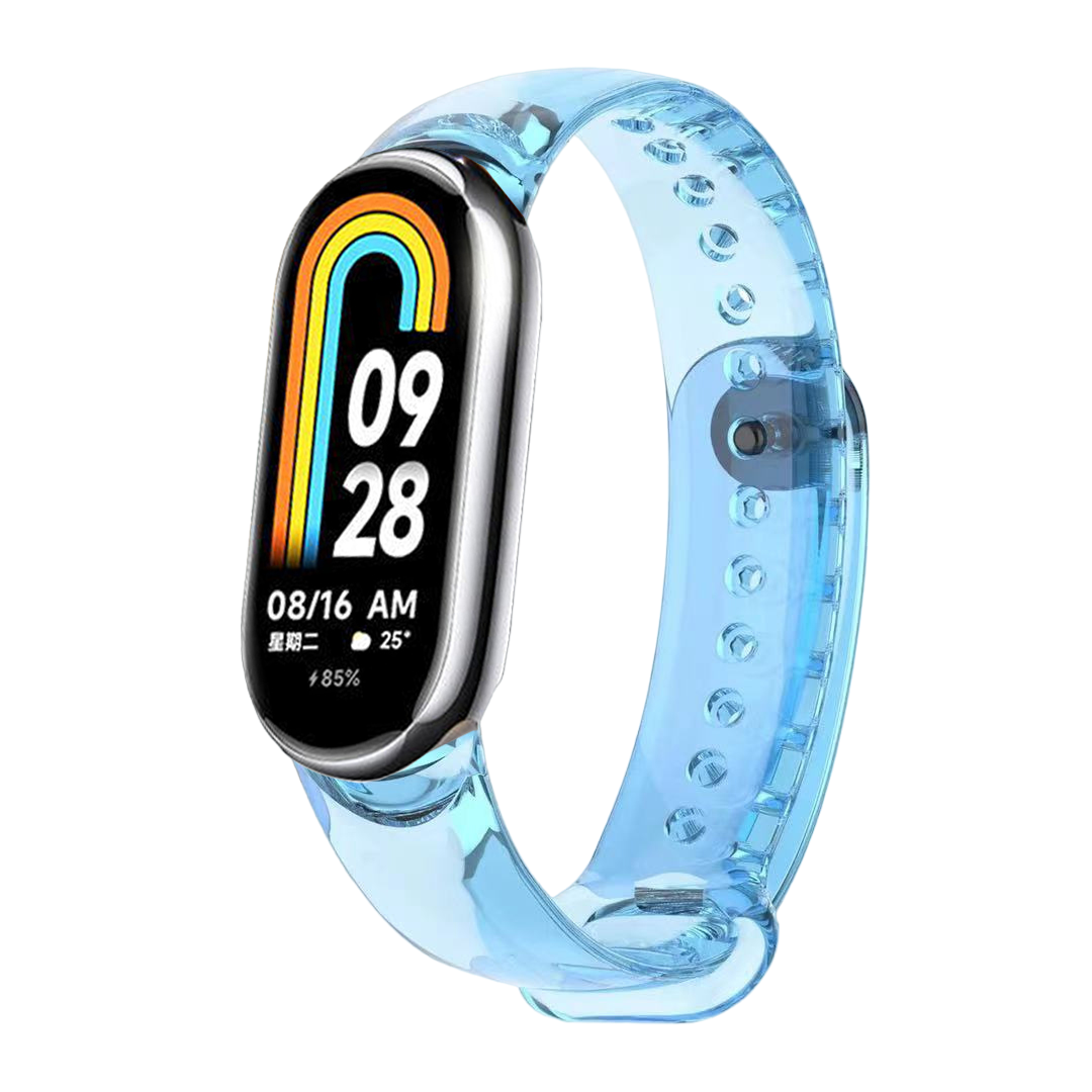 Xiaomi Силиконовый ремешок для Xiaomi Mi Band 8/9/10 меняет цвет на солнце, прозрачный-голубой