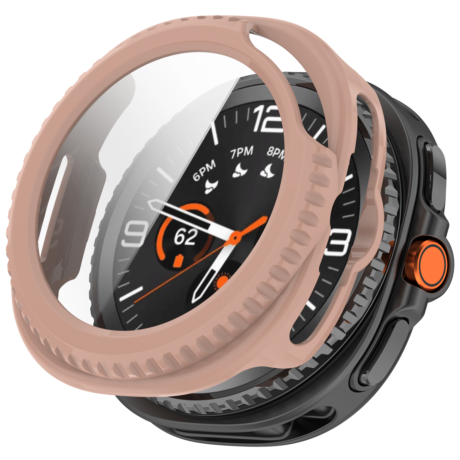 Samsung Жесткий защитный чехол со стеклом для Samsung Galaxy Watch 8 Classic вишнево-розовый
