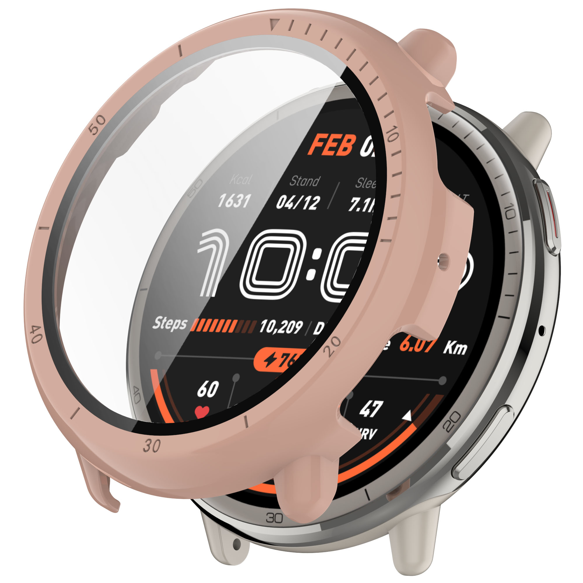 Amazfit Жесткий защитный чехол со стеклом для Amazfit Active 2 розовый