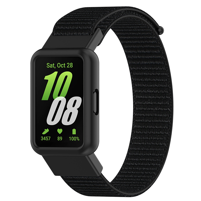 Samsung Нейлоновый ремешок на липучке с защитным чехлом для Samsung Galaxy Watch Fit 3 глубокий черный