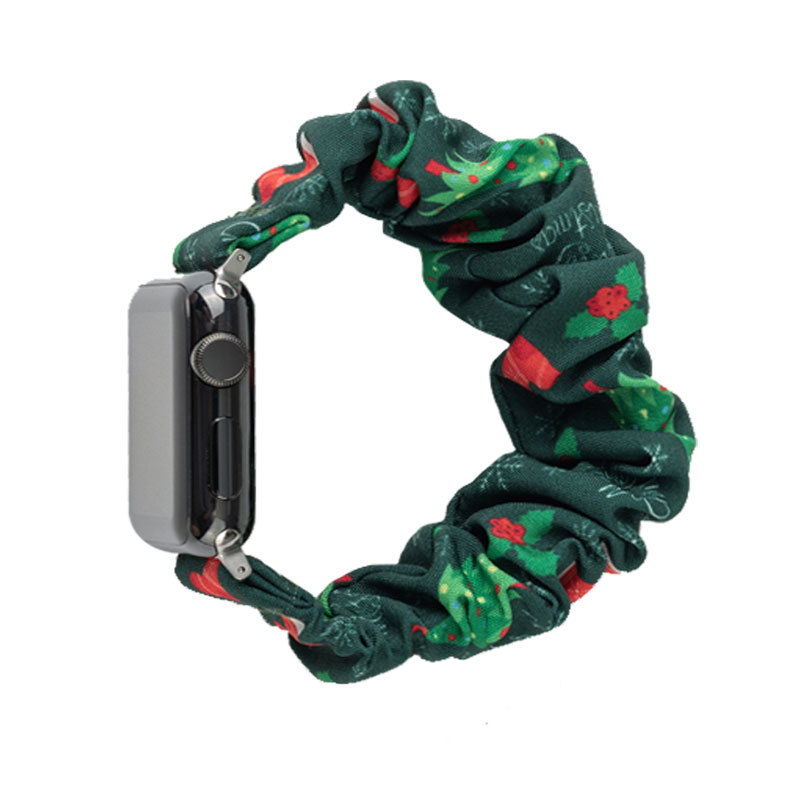 Apple Ремешок резинка для Apple Watch 1-9 / SE / ULTRA (42/44/45/46/49 мм), размер L зеленый рождественский