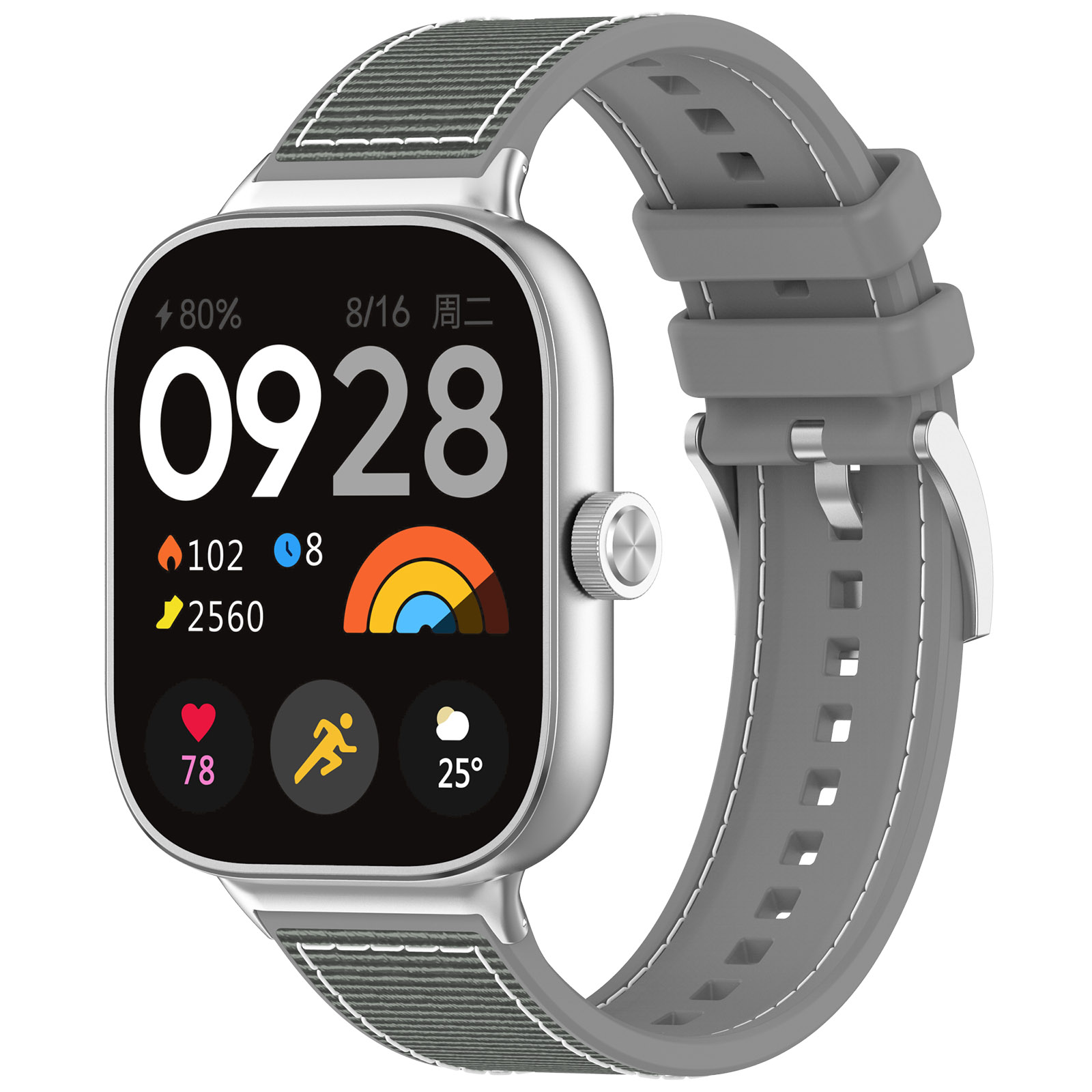 ГиперМол Cиликоново-нейлоновый ремешок для Xiaomi Mi Band 8 Pro / Redmi Watch 4 серый