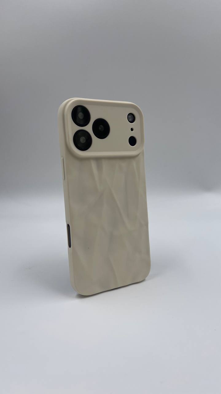 Apple Мягкий силиконовый чехол для iPhone 17 Pro Max, эффект мятой текстуры белый