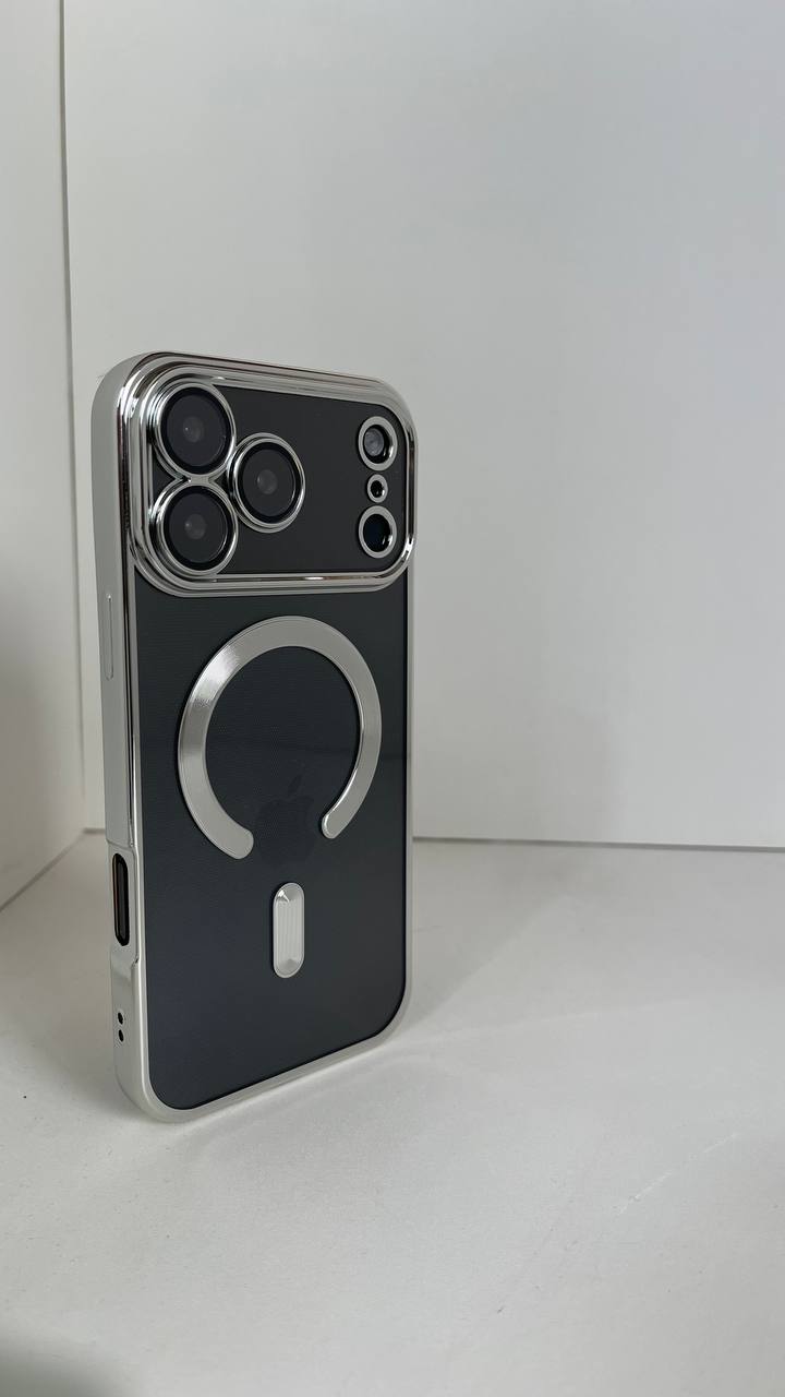 Apple Прозрачный чехол с глянцевой рамкой для iPhone 17 Pro Max серебристый